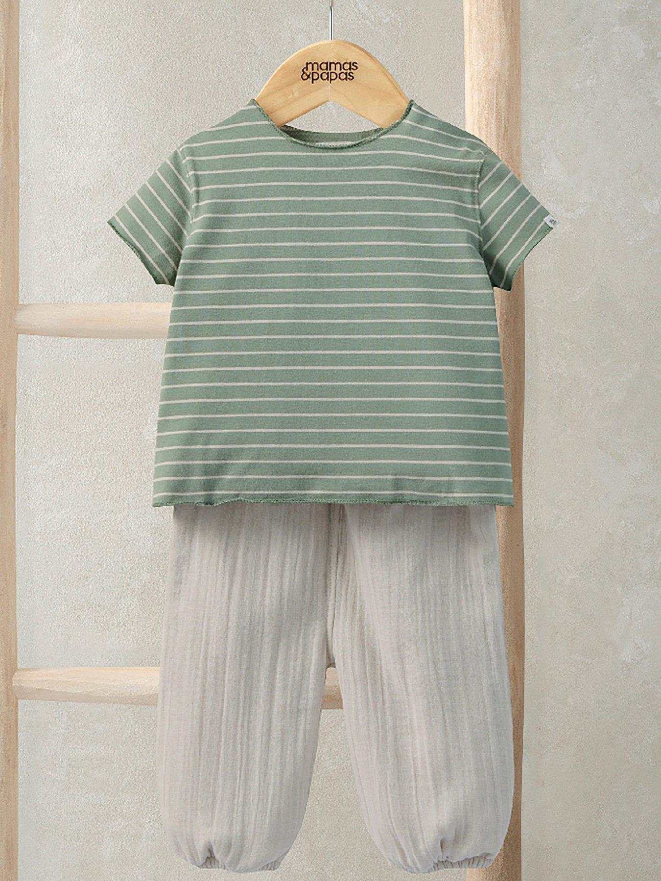 Image 1 of 4 of Mamas & Papas Baby Boys Stripe Tee &amp; Trouser Set - Blue