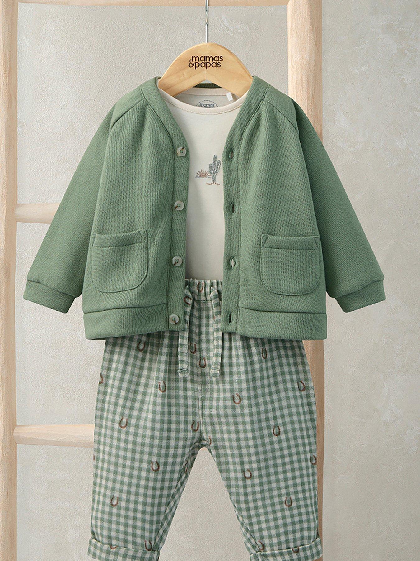 mamas-papas-baby-boys-3-piece-gingham-jacket-trousers-amp-bodysuit-set-green