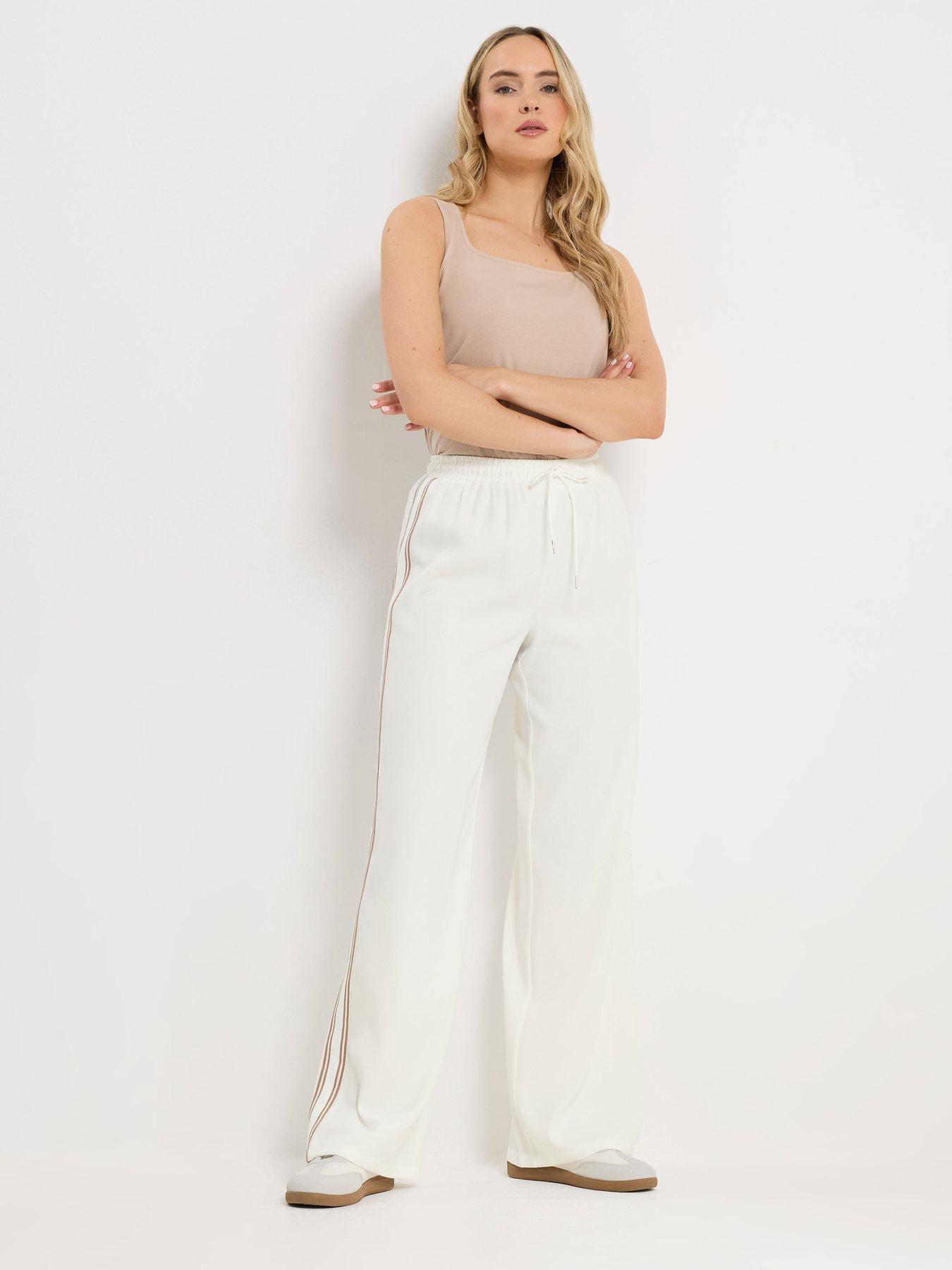 Long Tall Sally Side Stripe Wide Leg Trouser 36" - Cream