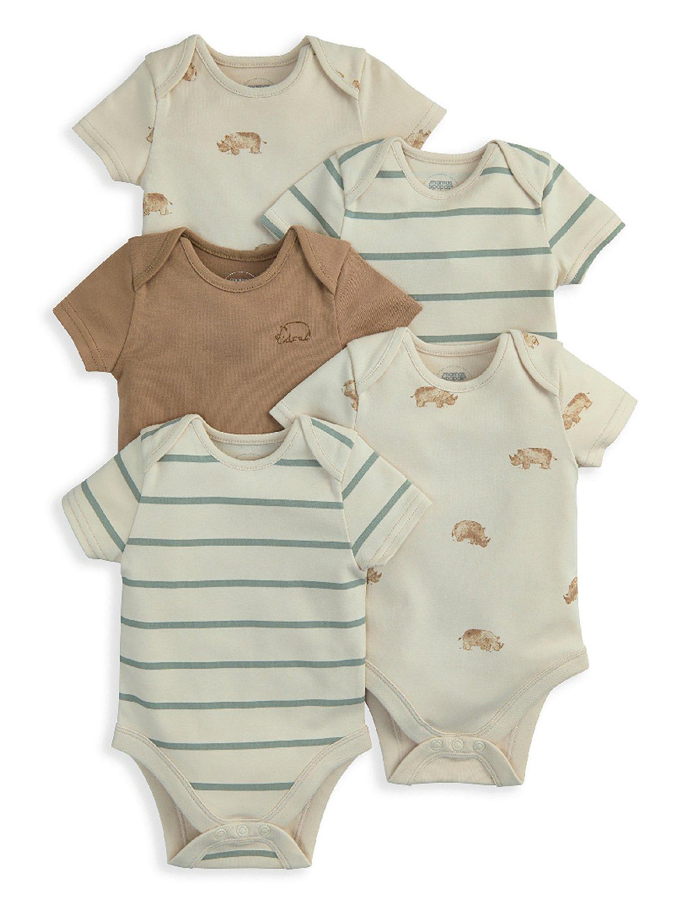 mamas-papas-baby-boys-5-pack-rhino-bodysuits-multi