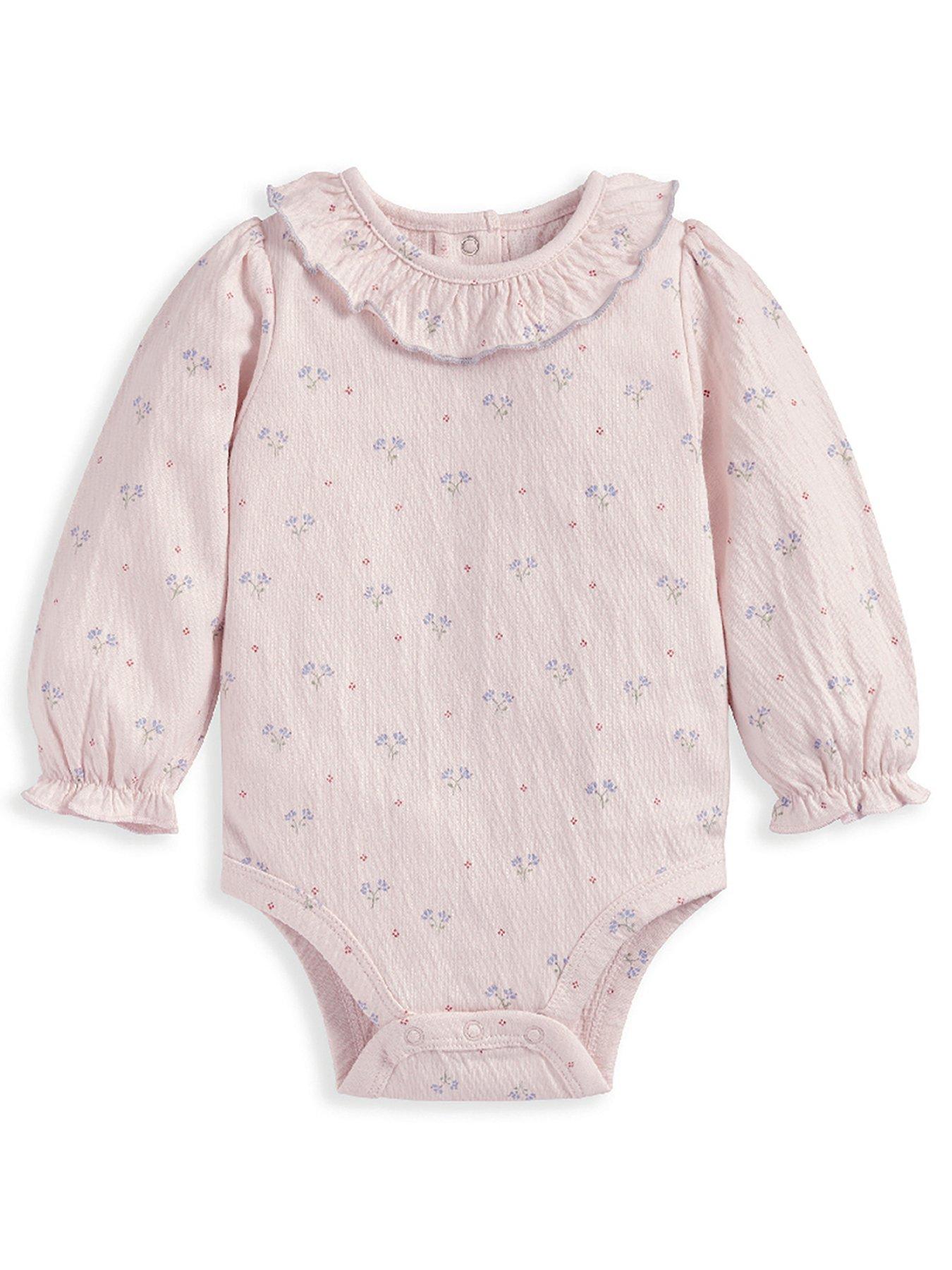 Mamas & Papas Baby Girls Crinkle Floral Print Bodysuit - Light Purple