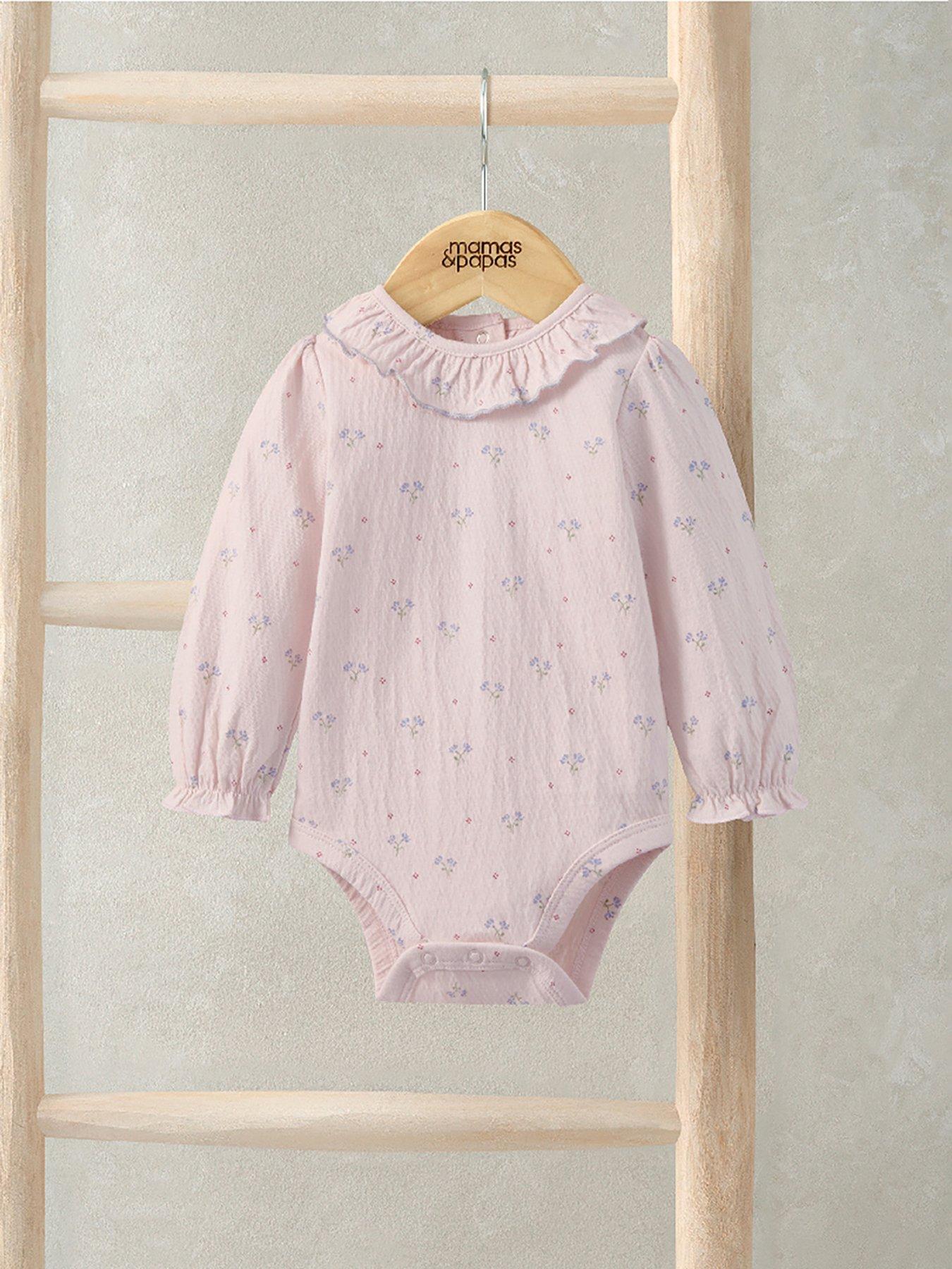 Image 2 of 2 of Mamas & Papas Baby Girls Crinkle Floral Print Bodysuit - Light Purple