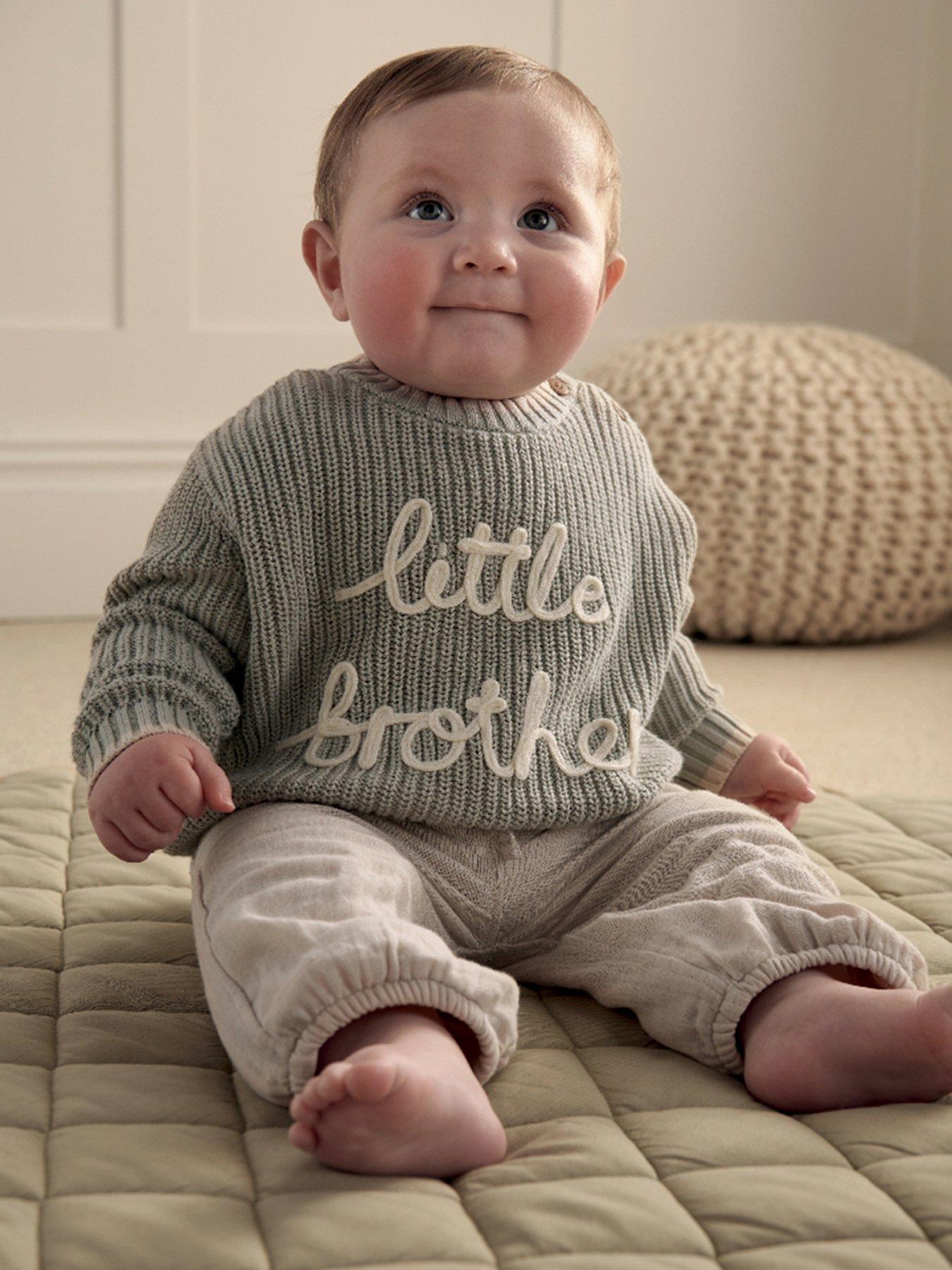 Mamas & Papas Baby Boys Little Brother Jumper - Green