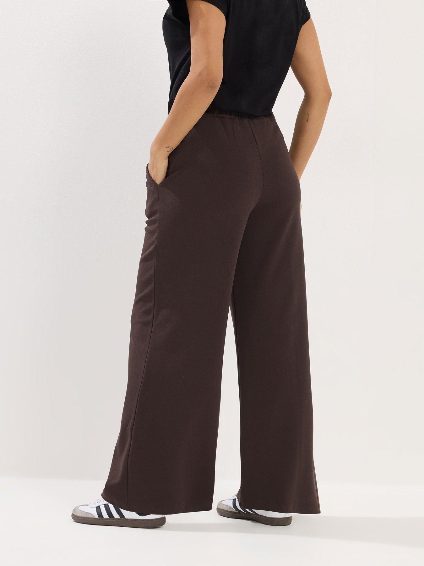  image of pixiegirl-petite-pintuck-scuba-trouser-brown