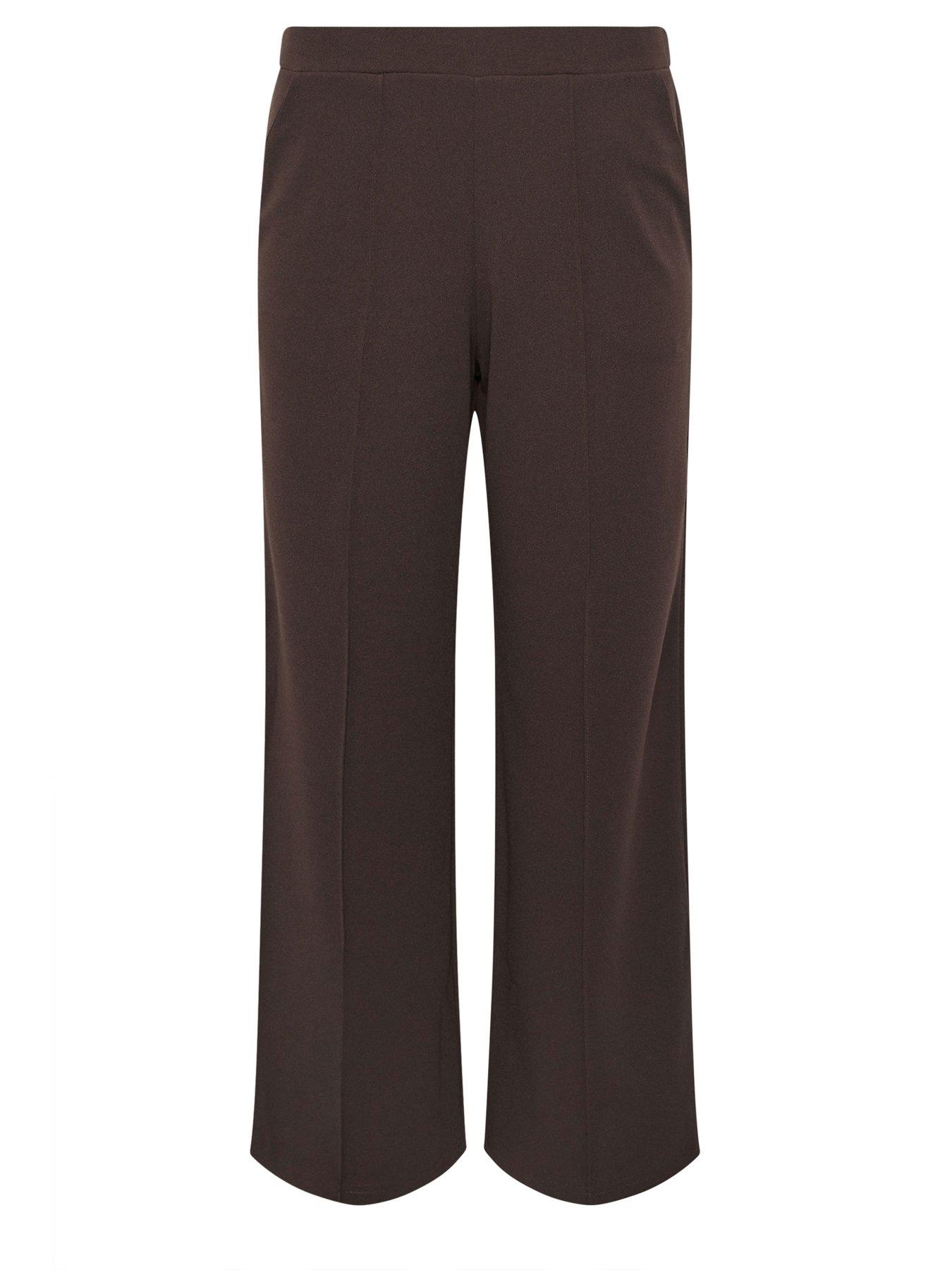  image of pixiegirl-petite-pintuck-scuba-trouser-brown