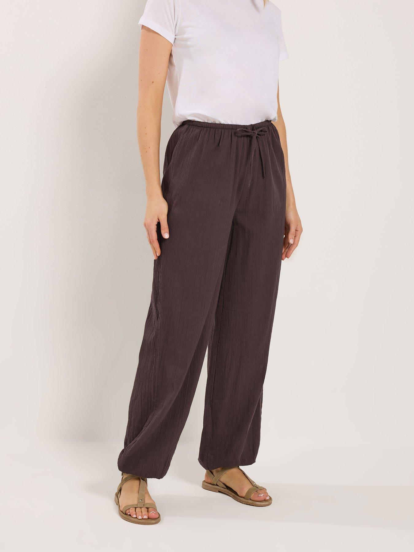 Long Tall Sally Gathered Hem Trouser 36" - Brown