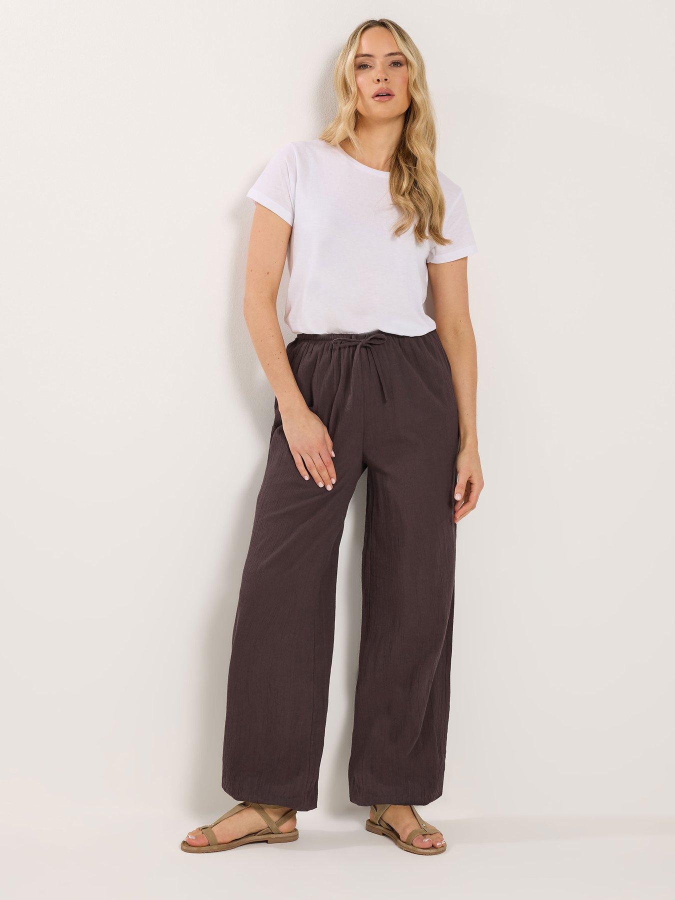  image of long-tall-sally-gathered-hem-trouser-36-brown