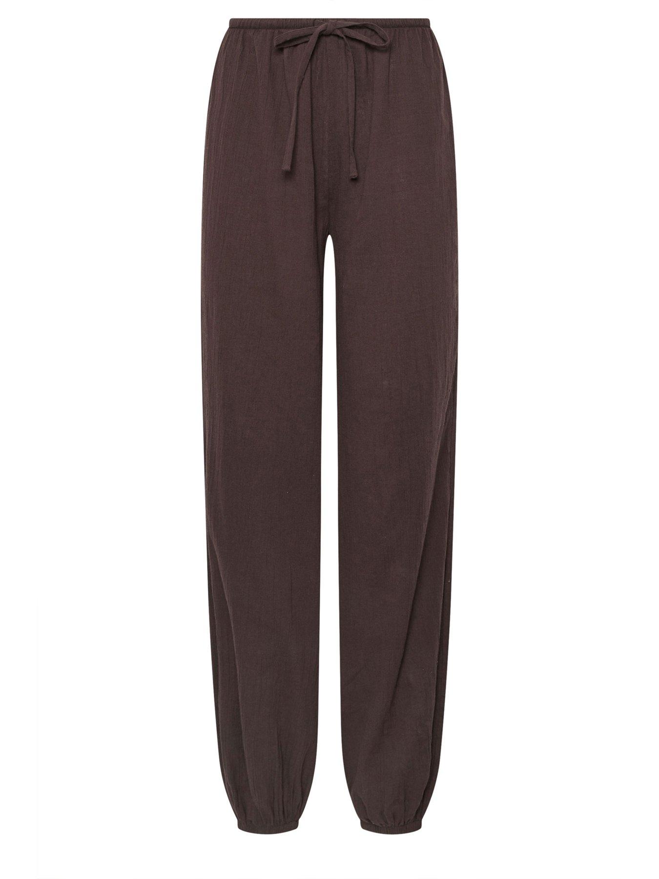  image of long-tall-sally-gathered-hem-trouser-36-brown