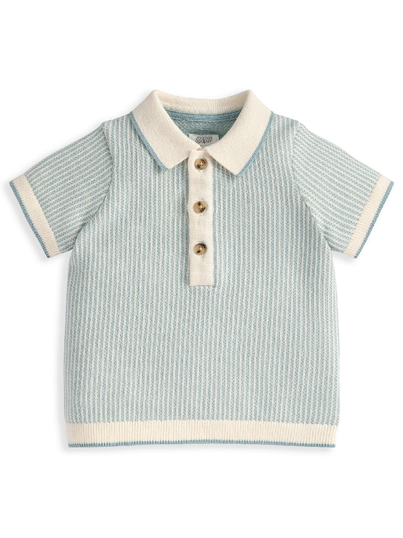 Mamas & Papas Baby Boys Jacquard Knitted Polo Shirt - White