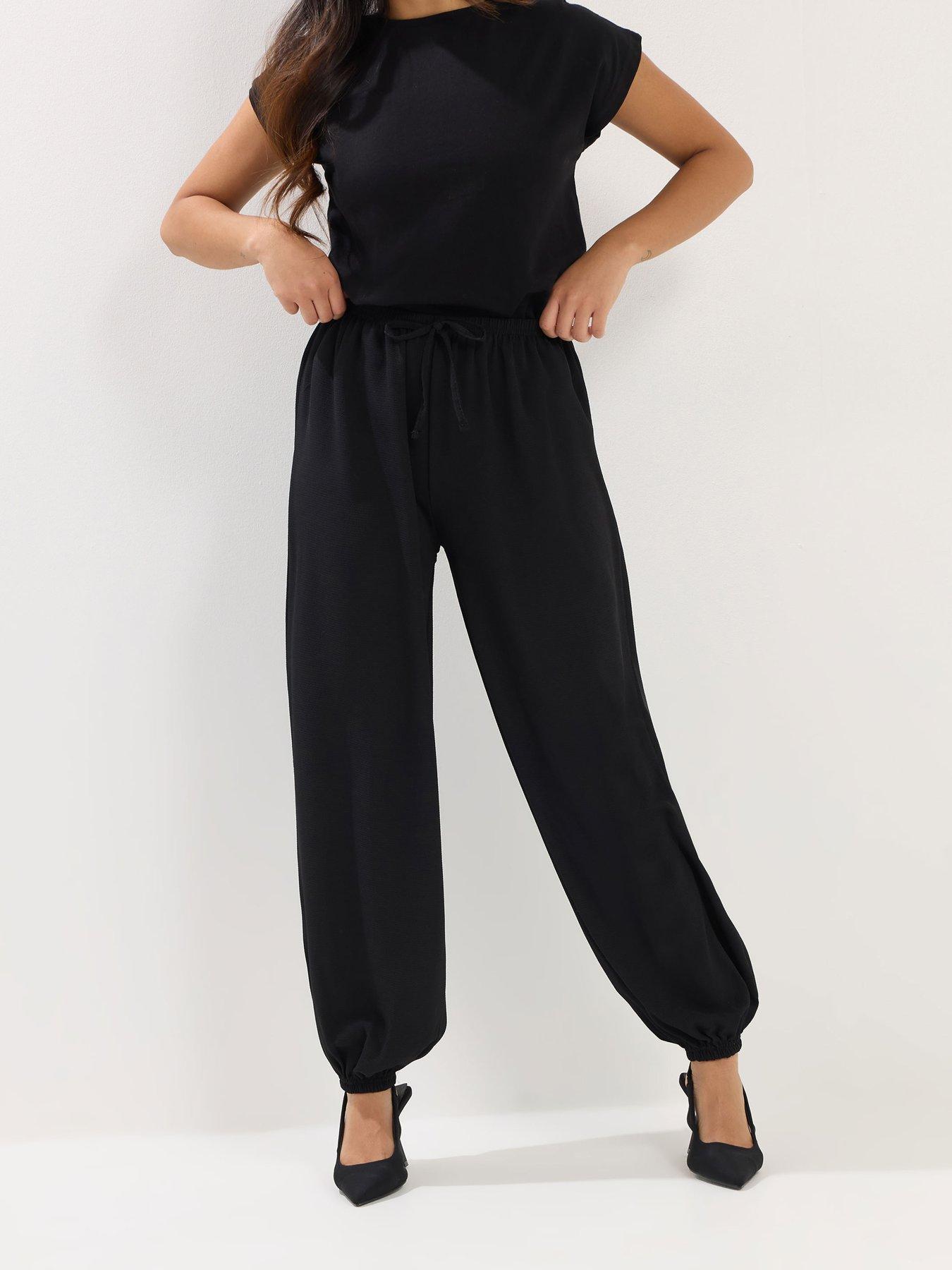 Image 1 of 5 of PixieGirl Petite Balloon Crepe Trouser - Black