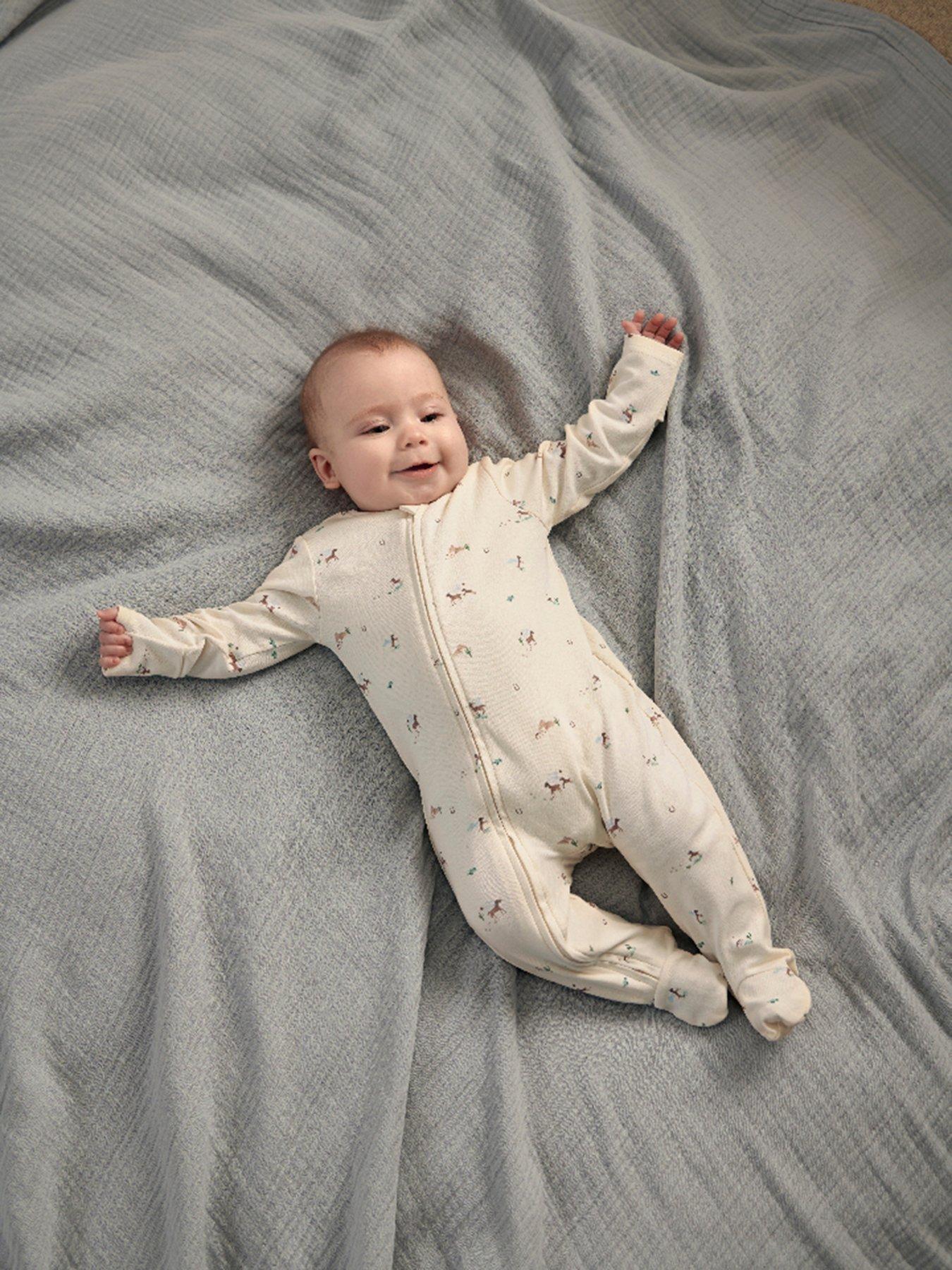 Mamas & Papas Baby Boys Rodeo Print Zip Sleepsuit - Cream