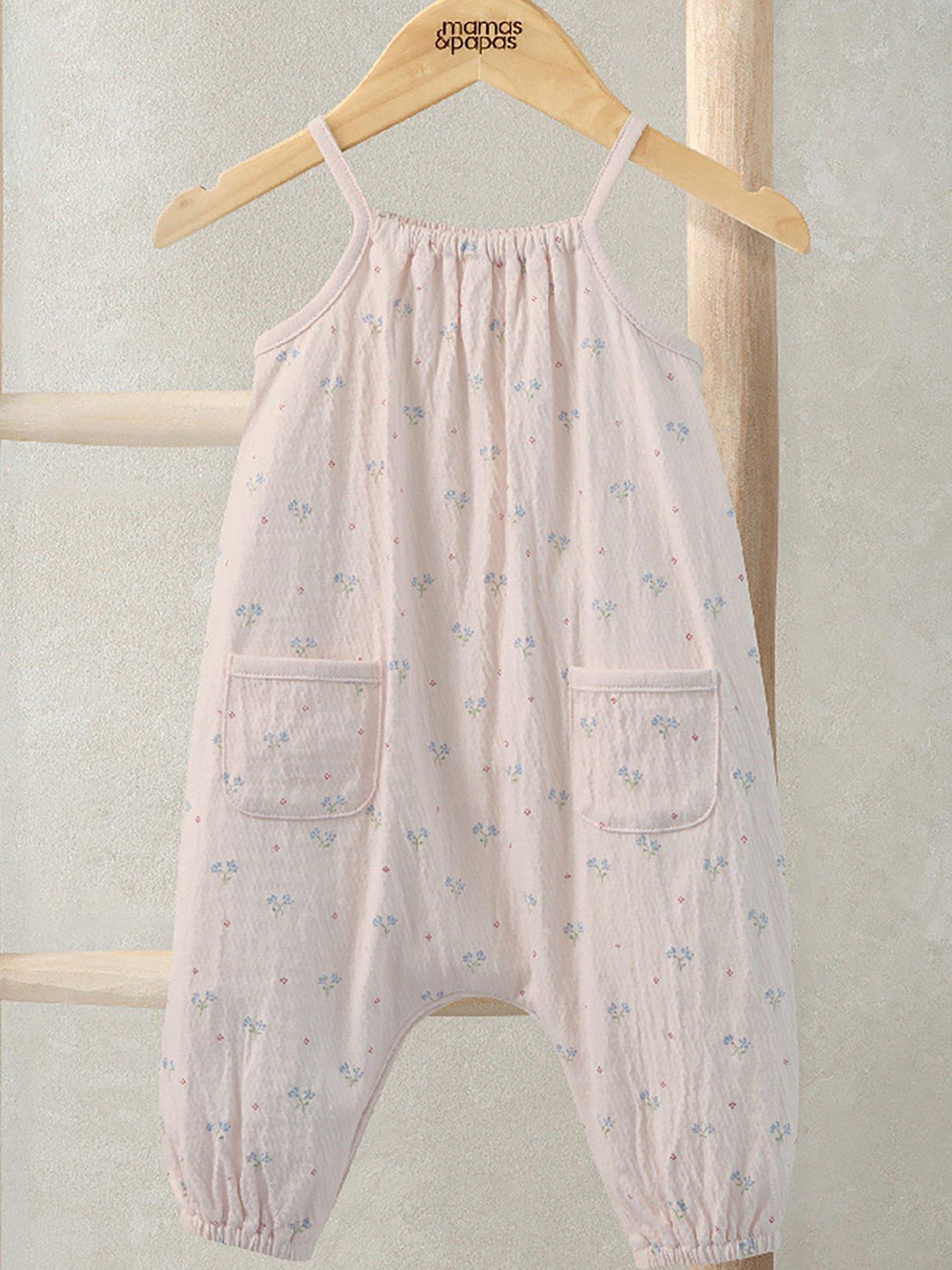 Mamas & Papas Baby Girls Floral Print Crinkle Romper - Light Purple