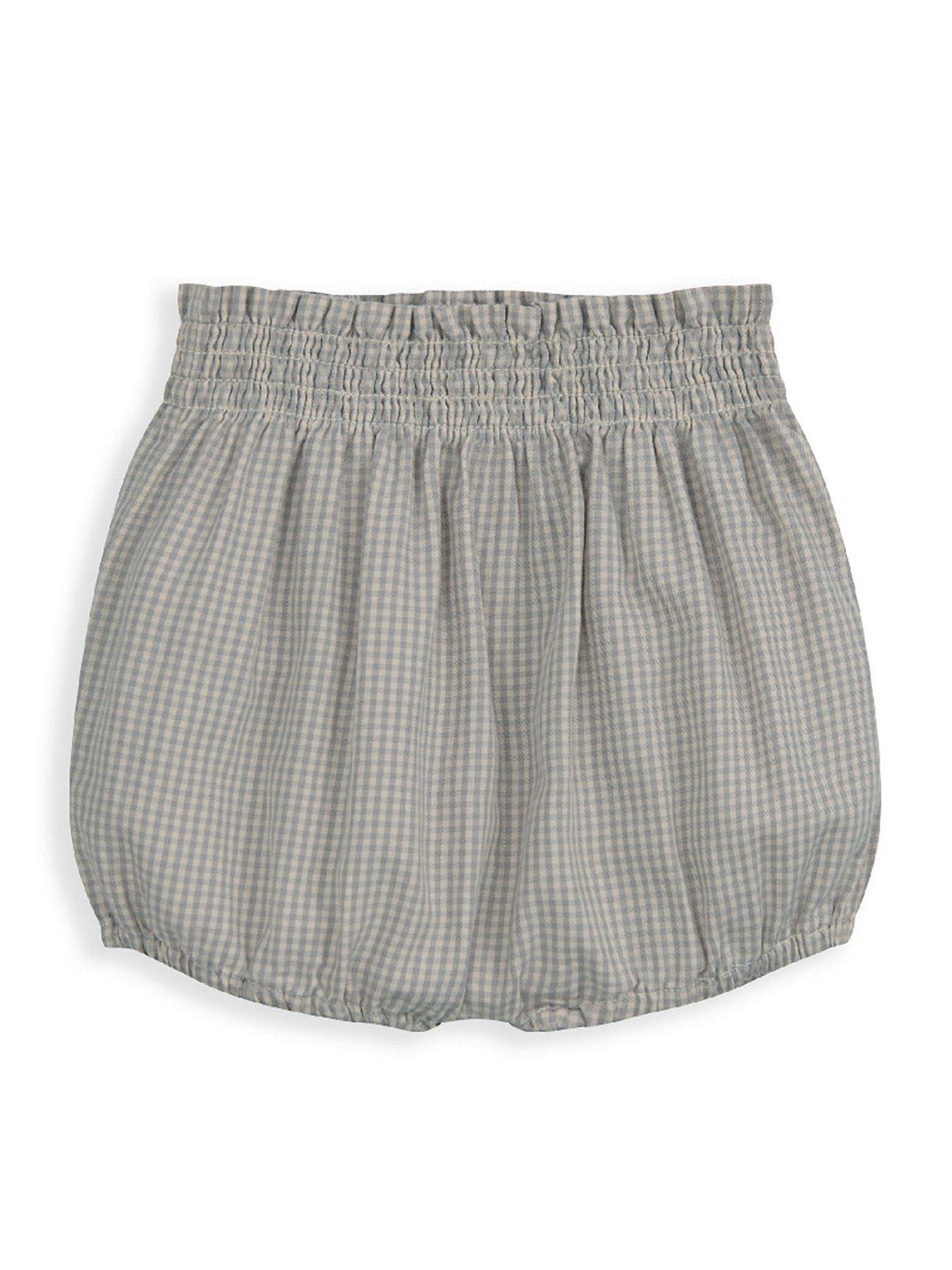 Image 5 of 5 of Mamas & Papas Baby Girls Embroidered Gingham Top &amp; Shorts Set - Grey