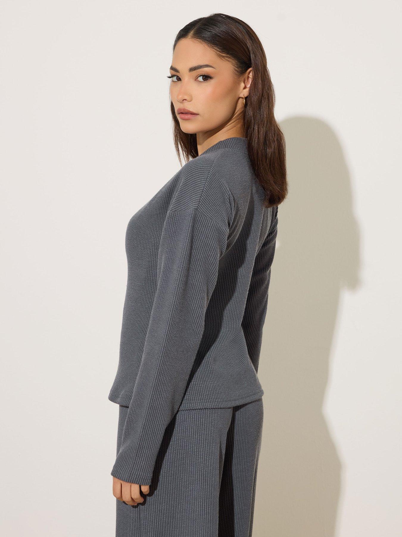  image of pixiegirl-petite-button-textured-cardigan-grey