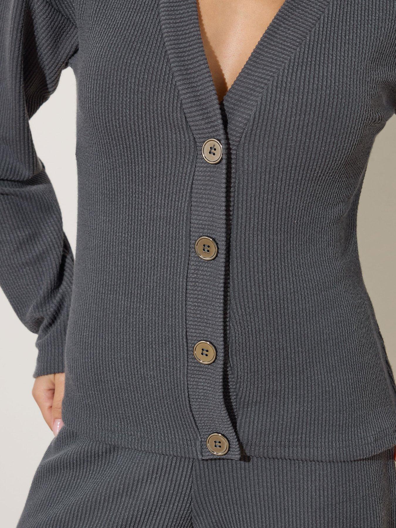  image of pixiegirl-petite-button-textured-cardigan-grey