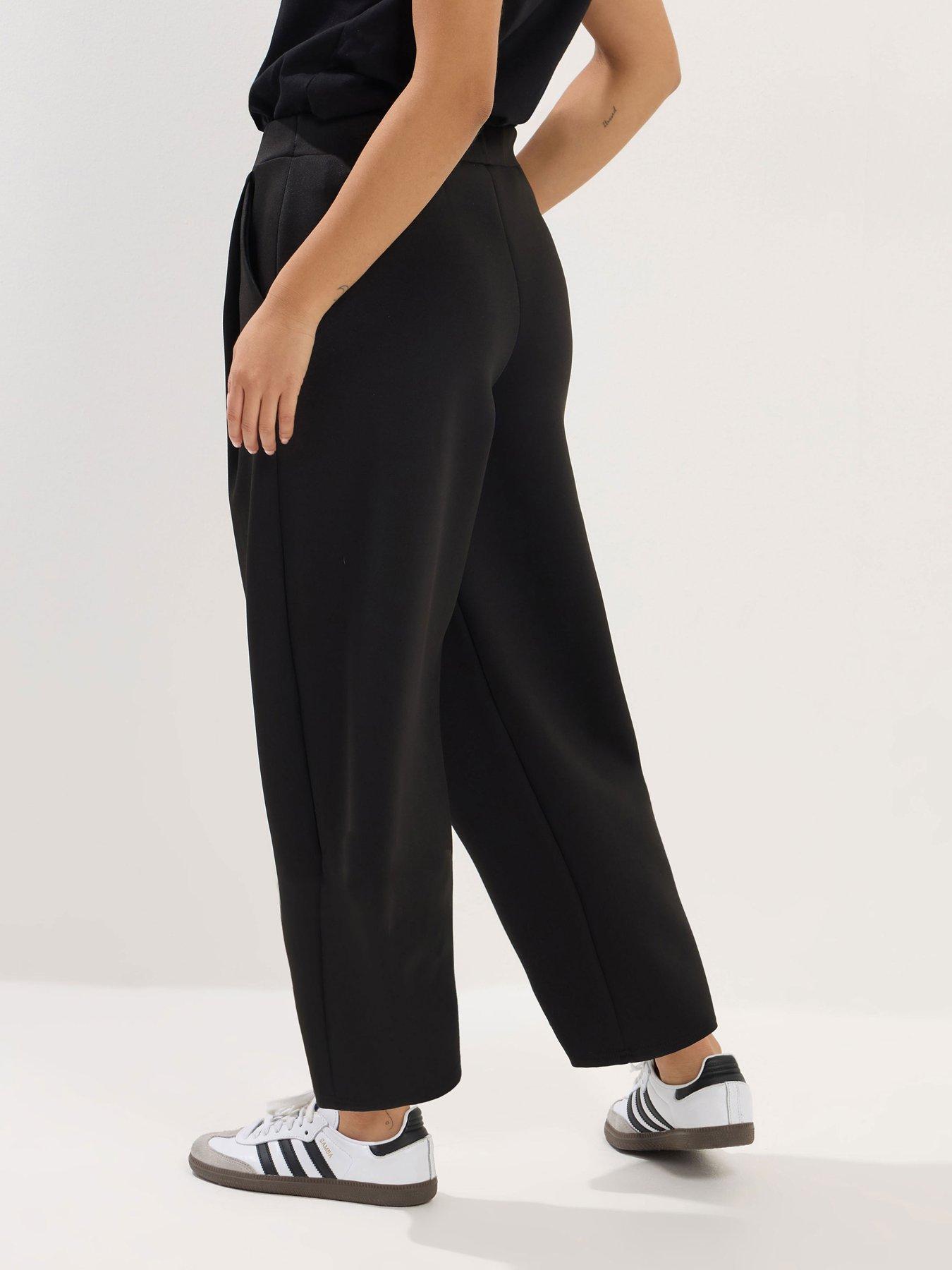 Image 2 of 5 of PixieGirl Petite Scuba Pleat Barrel Trouser - Black