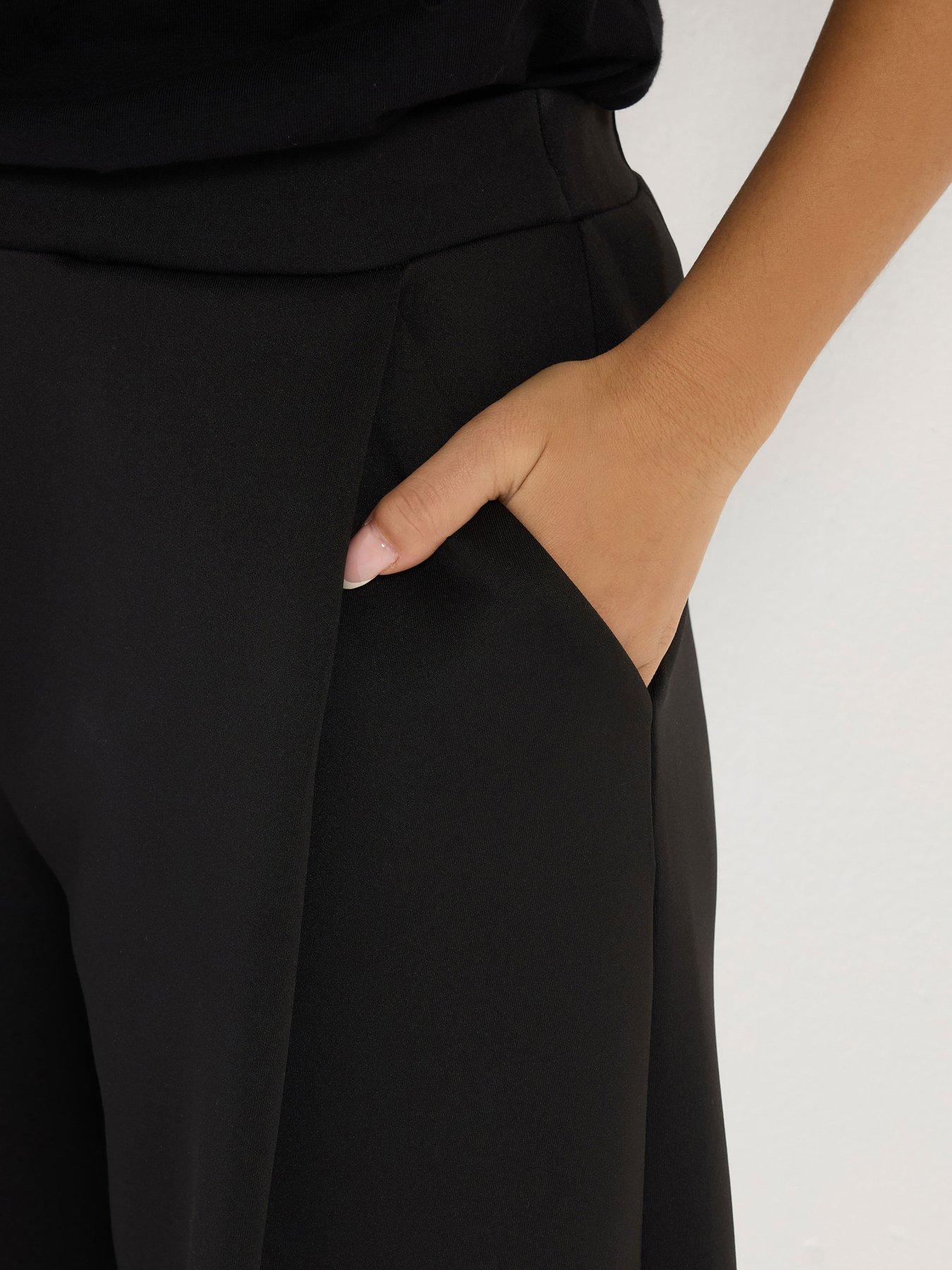 Image 4 of 5 of PixieGirl Petite Scuba Pleat Barrel Trouser - Black