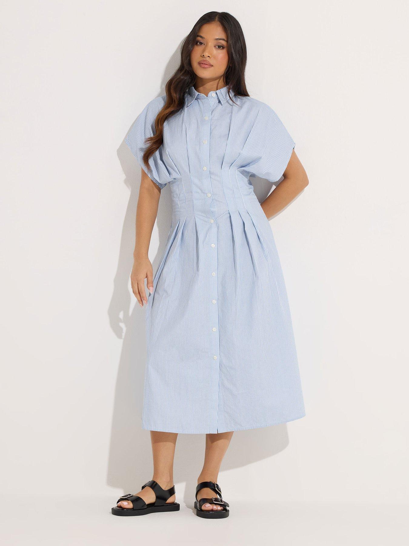 PixieGirl Petite Stripe Cinch Waist Shirt Dress