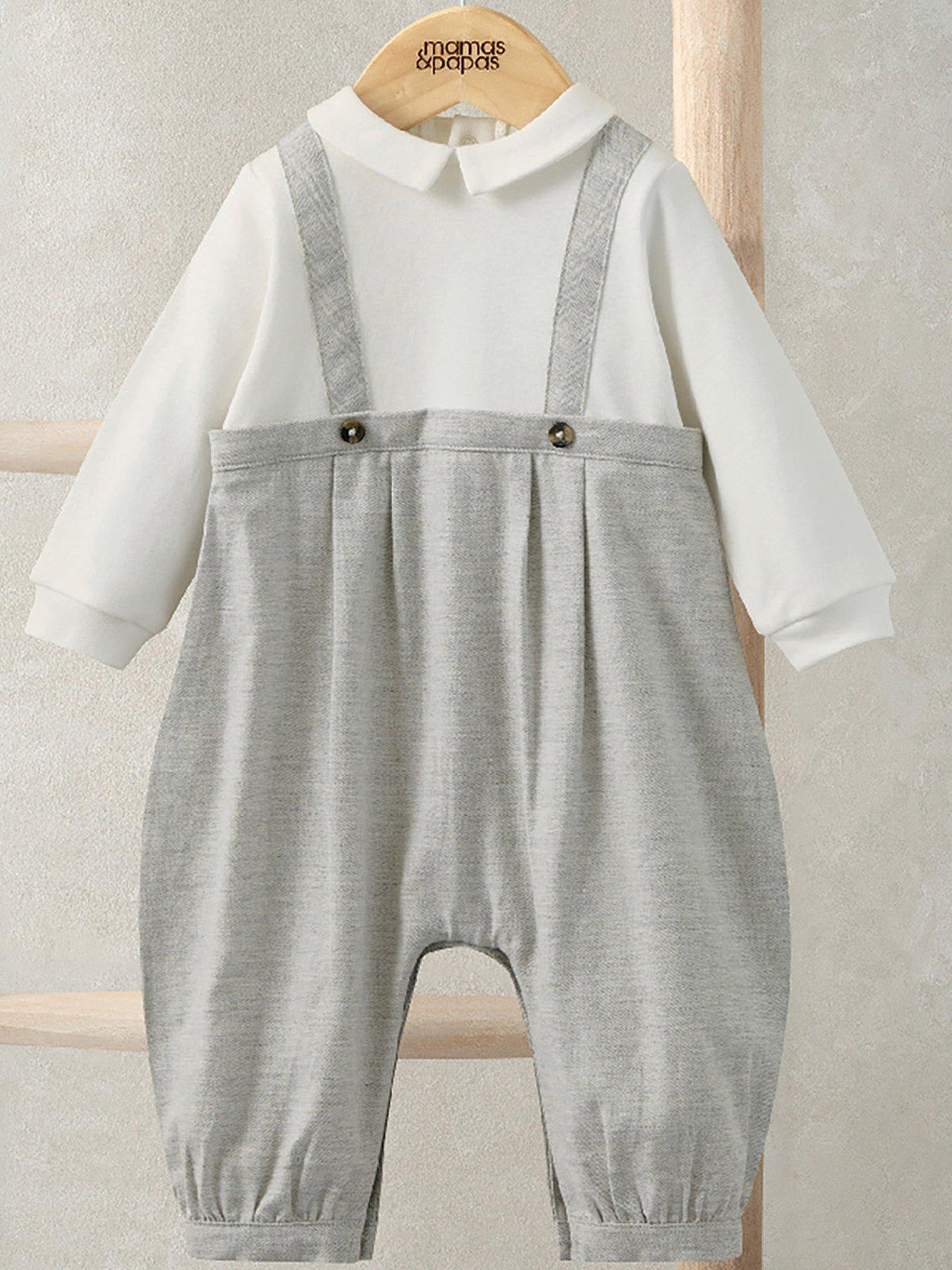 Mamas & Papas Baby Boys Mock Suit Romper - Grey