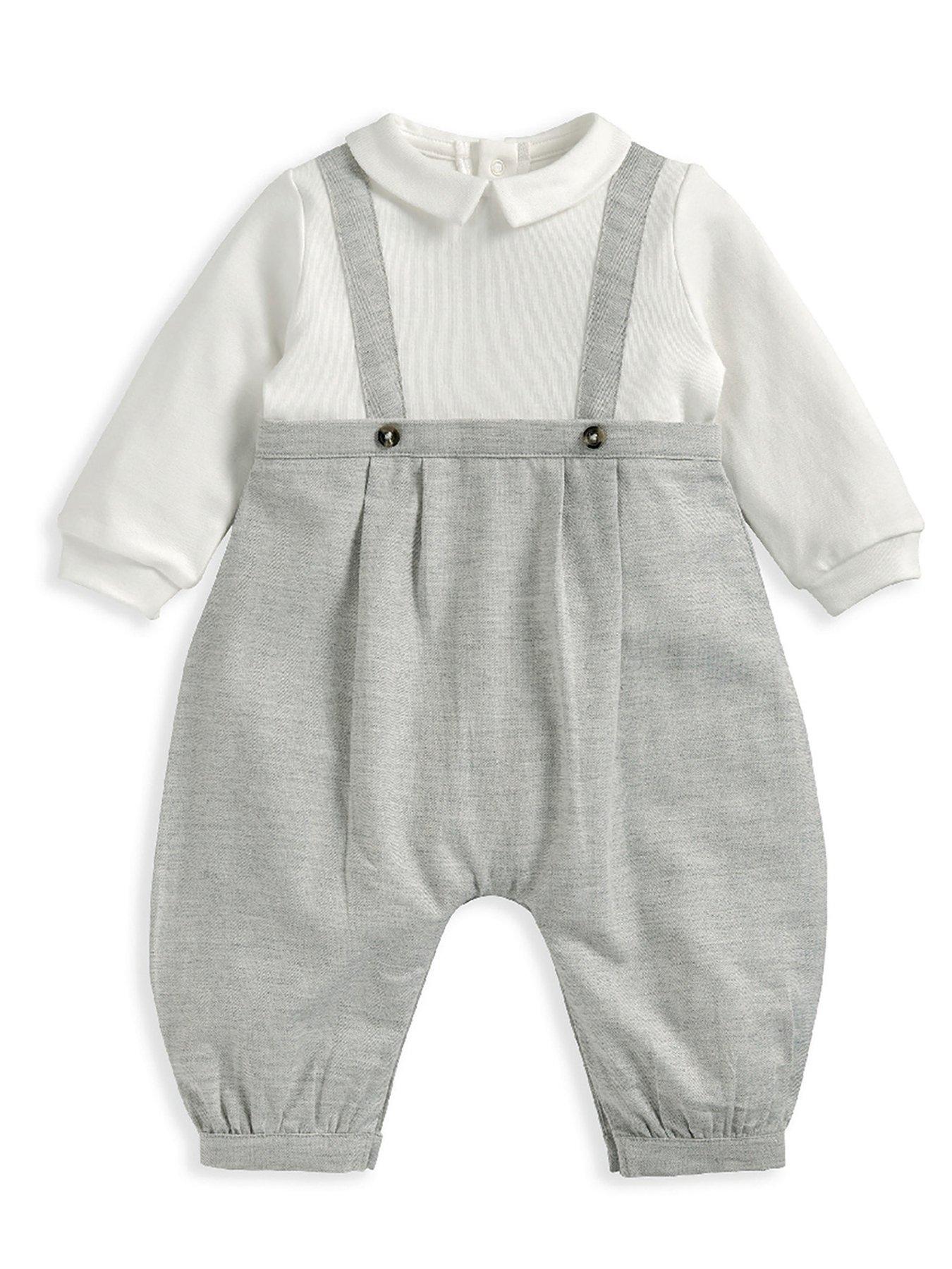 Image 2 of 2 of Mamas & Papas Baby Boys Mock Suit Romper - Grey