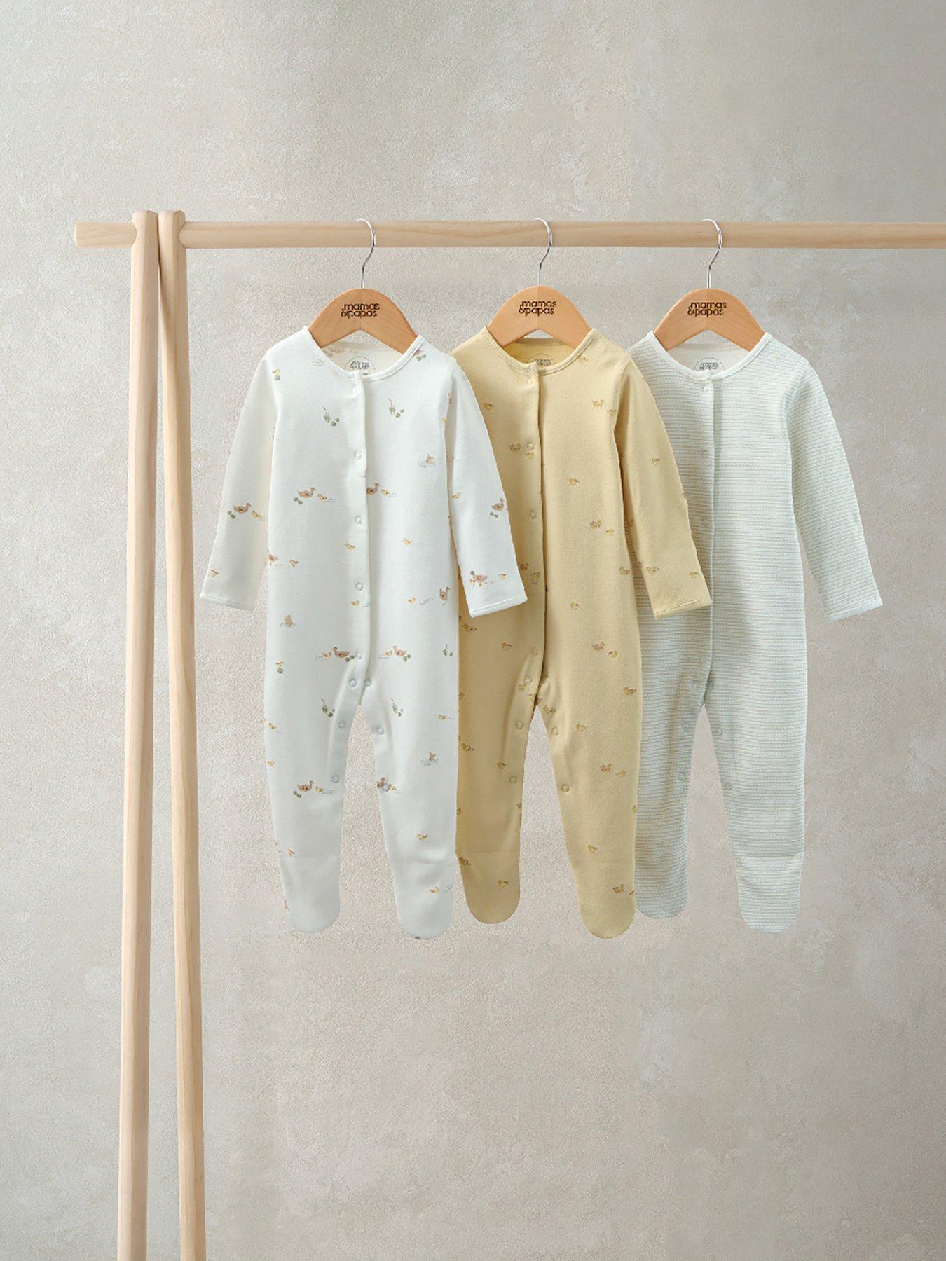 Mamas & Papas Baby Unisex 3 Pack Duckling Sleepsuits - Multi