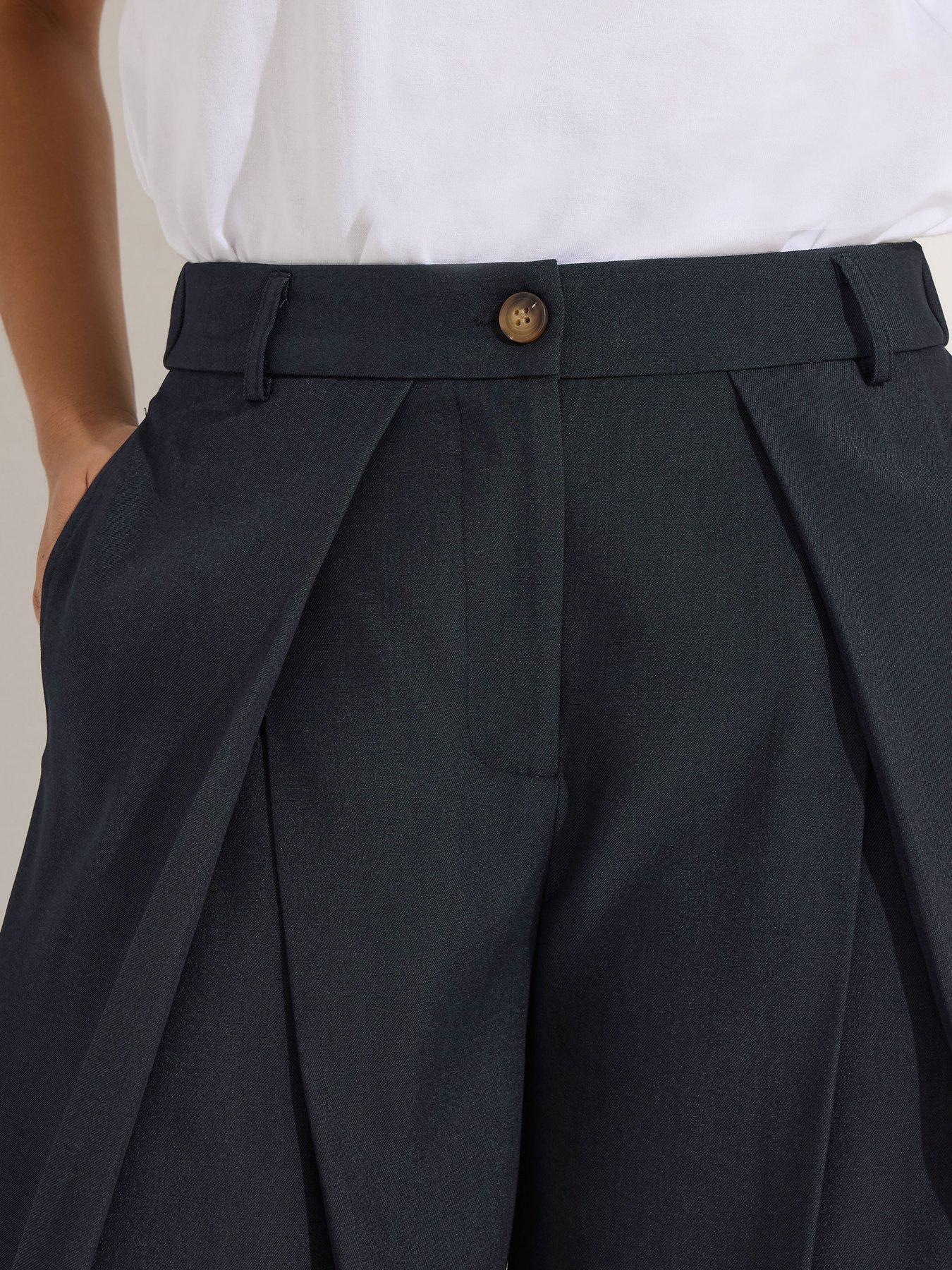  image of pixiegirl-petite-wrap-pleat-wide-leg-trouser-blue