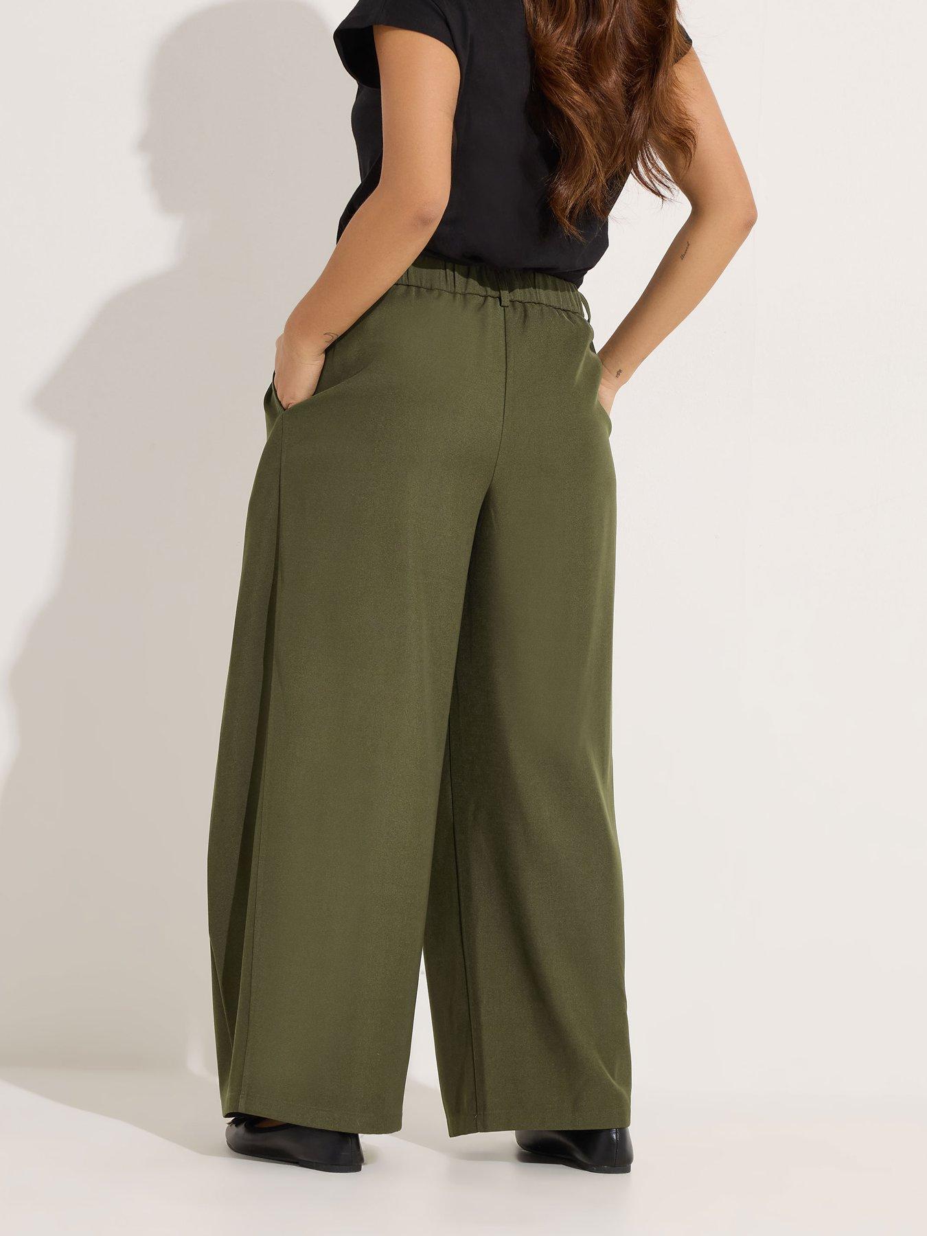  image of pixiegirl-petite-wrap-pleat-wide-leg-trouser-green