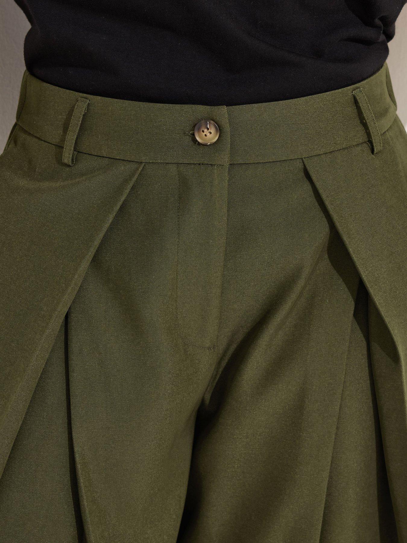  image of pixiegirl-petite-wrap-pleat-wide-leg-trouser-green