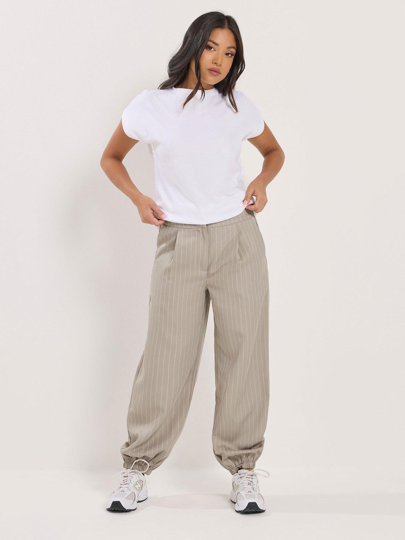 Image 3 of 5 of PixieGirl Petite Balloon Pinstripe Trouser - Grey