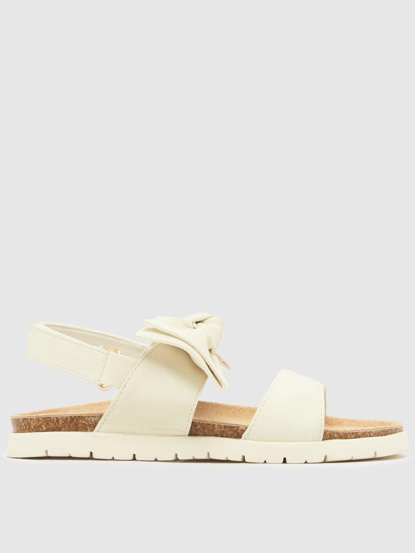 Image 1 of 4 of Schuh Junior Tartan Bow Footbed Sandal - White