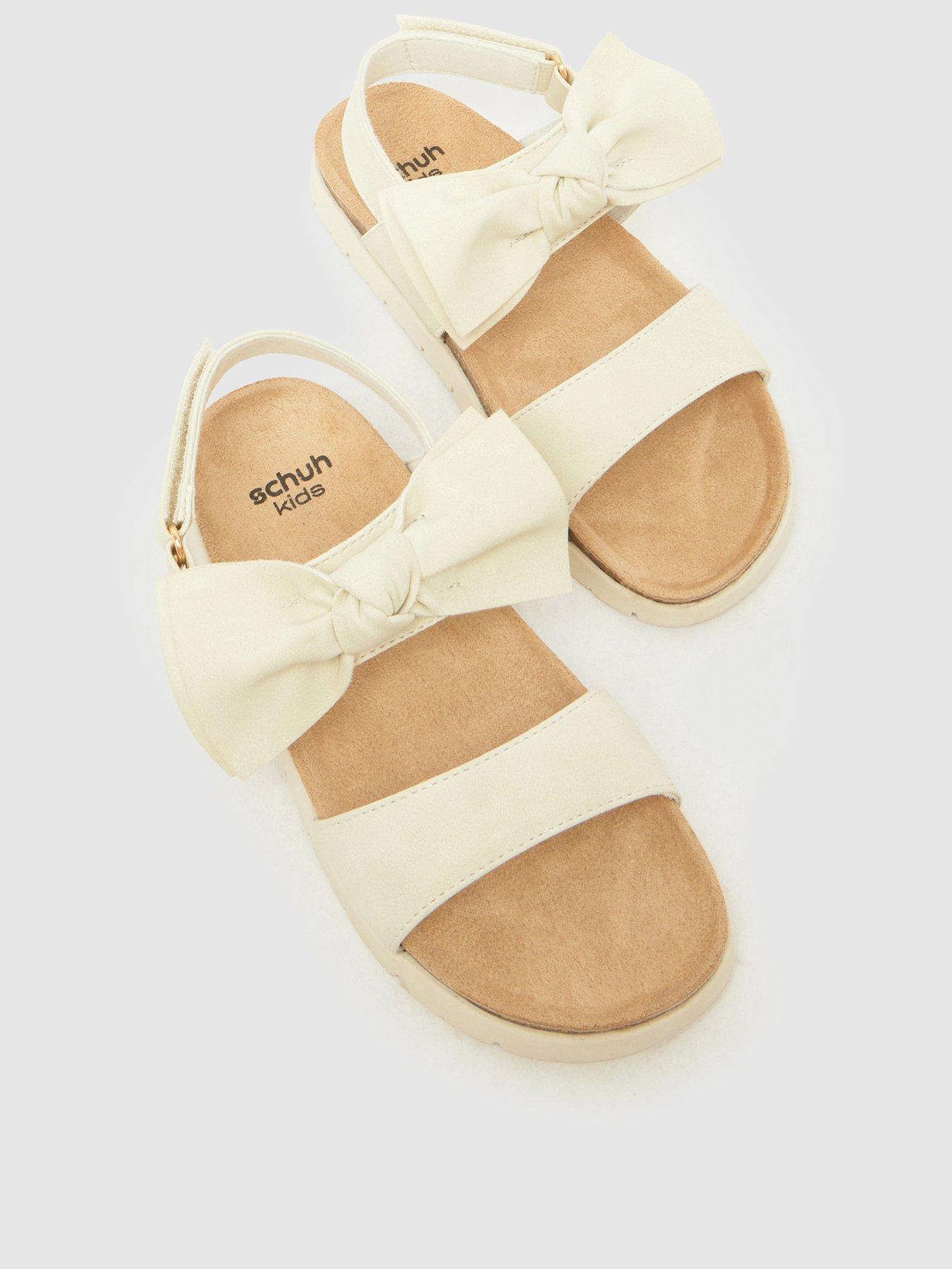Image 3 of 4 of Schuh Junior Tartan Bow Footbed Sandal - White