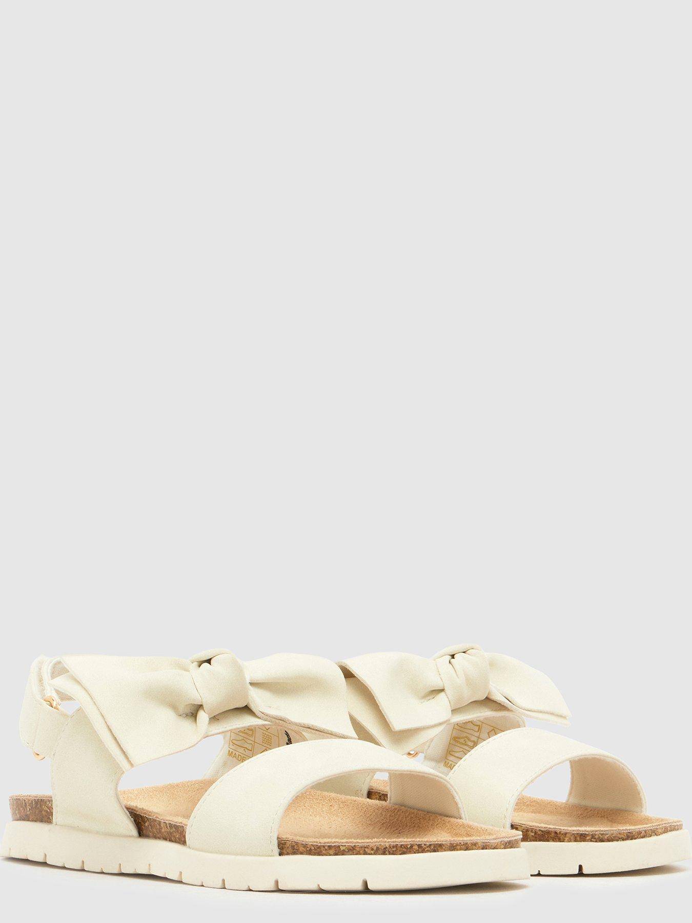 Image 4 of 4 of Schuh Junior Tartan Bow Footbed Sandal - White