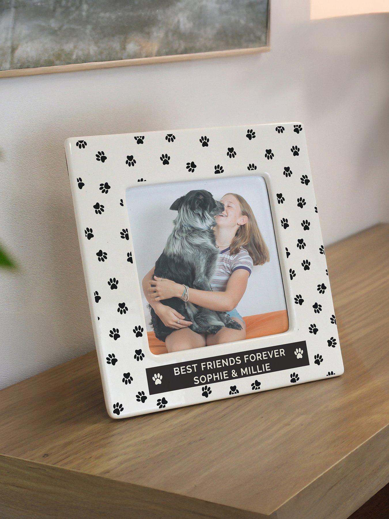 Image 1 of 3 of The Personalised Memento Company Personalised Pet Paw Print Ceramic 4x4 Frame