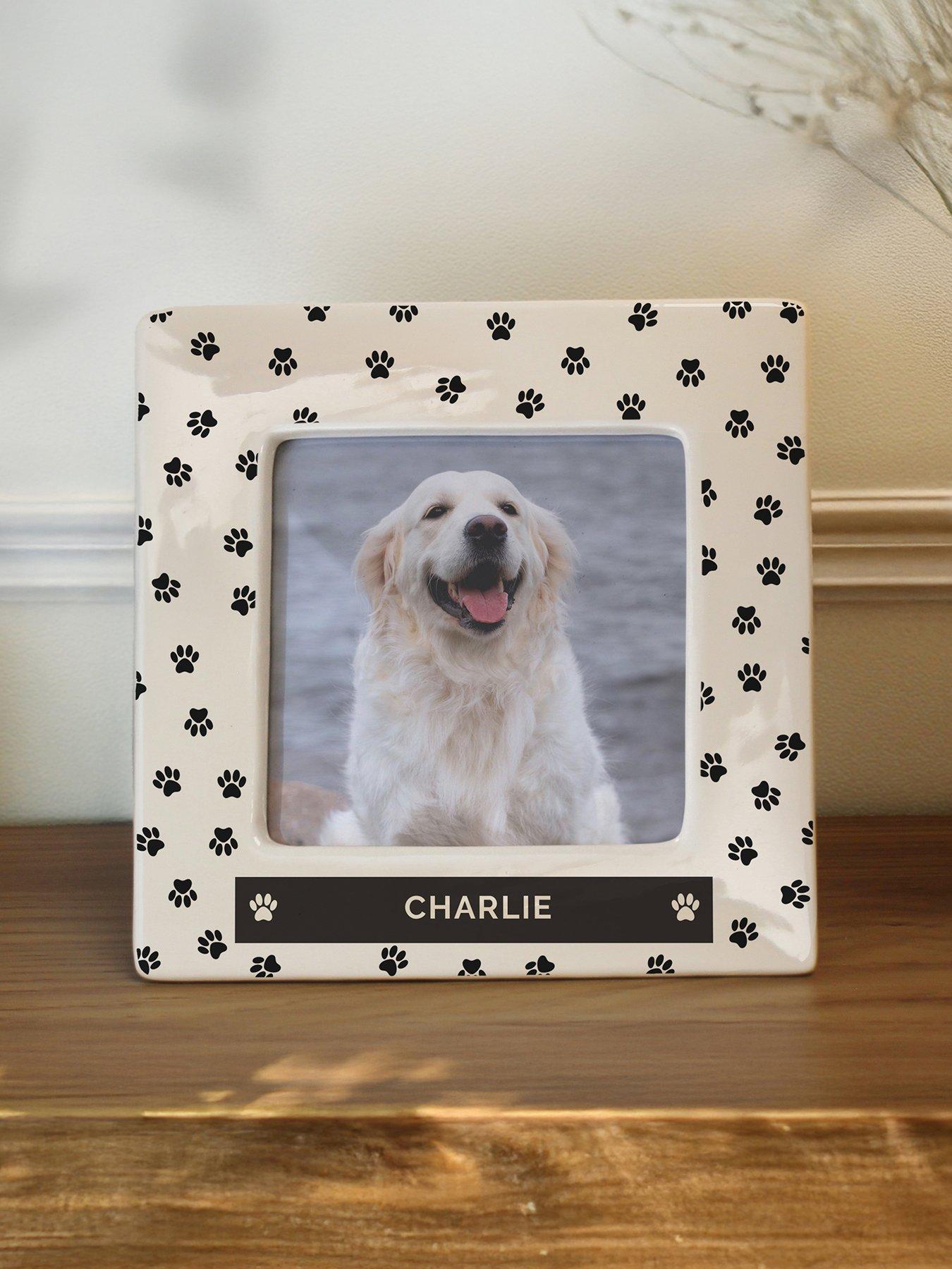 Image 2 of 3 of The Personalised Memento Company Personalised Pet Paw Print Ceramic 4x4 Frame