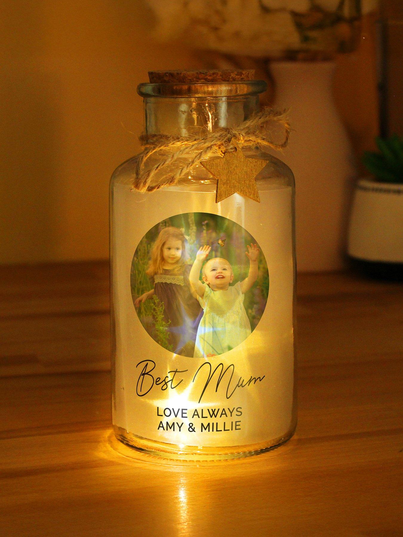The Personalised Memento Company Personalised Photo Upload LED Glass Jar