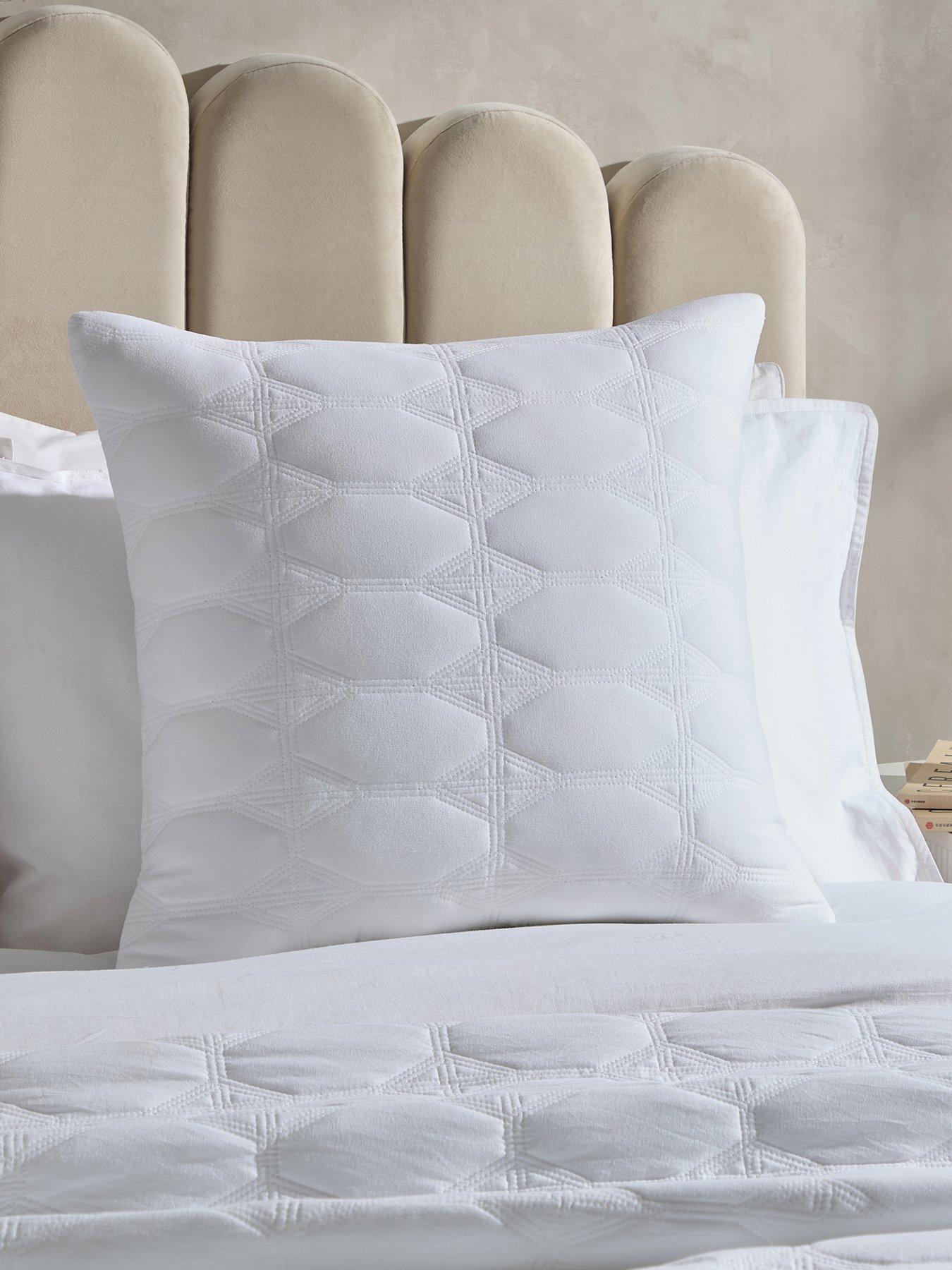 Dusk Charlotte Geometric Embroidered Cushion Cover - White