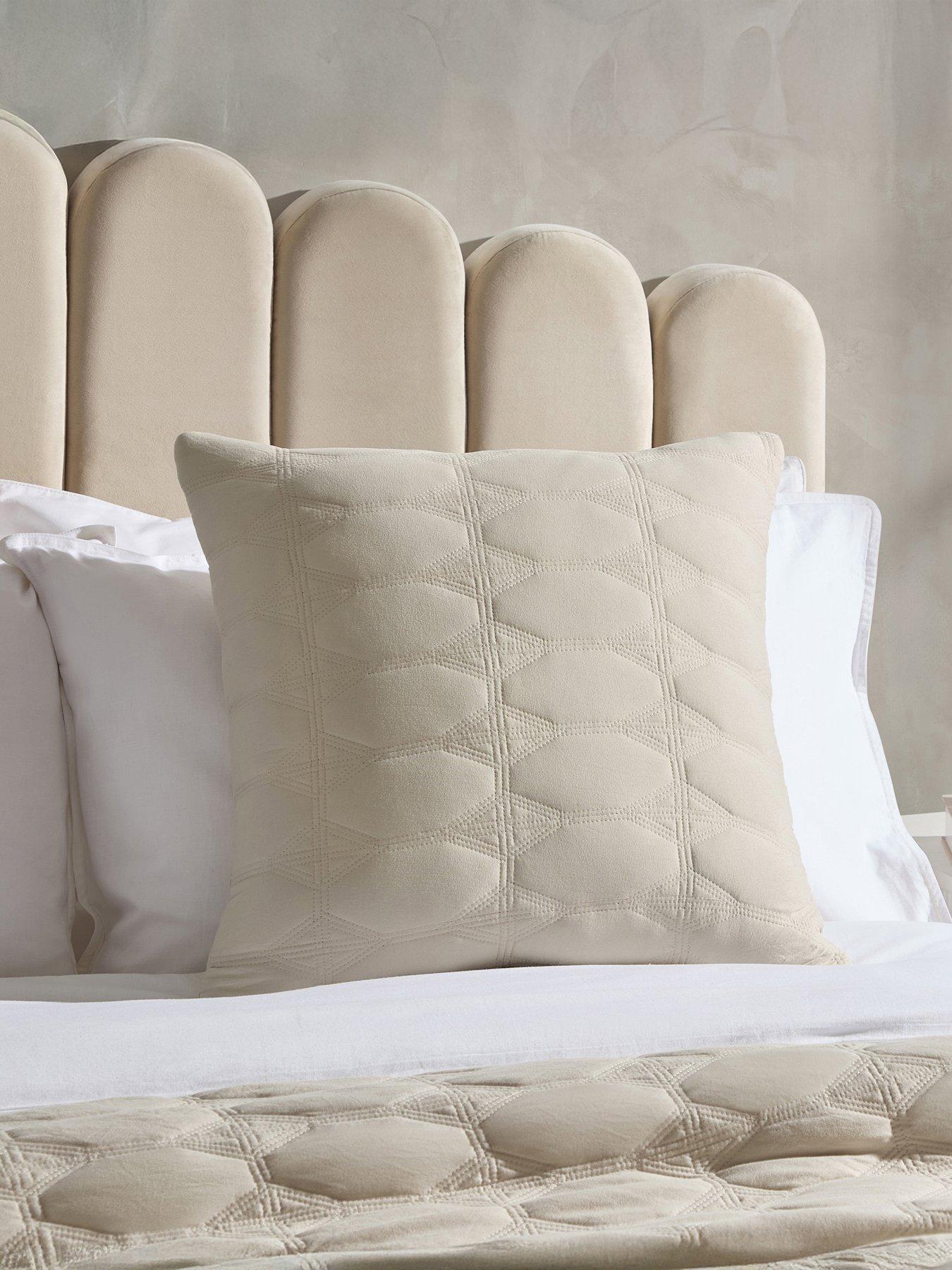 Dusk Charlotte Geometric Embroidered Cushion Cover - White
