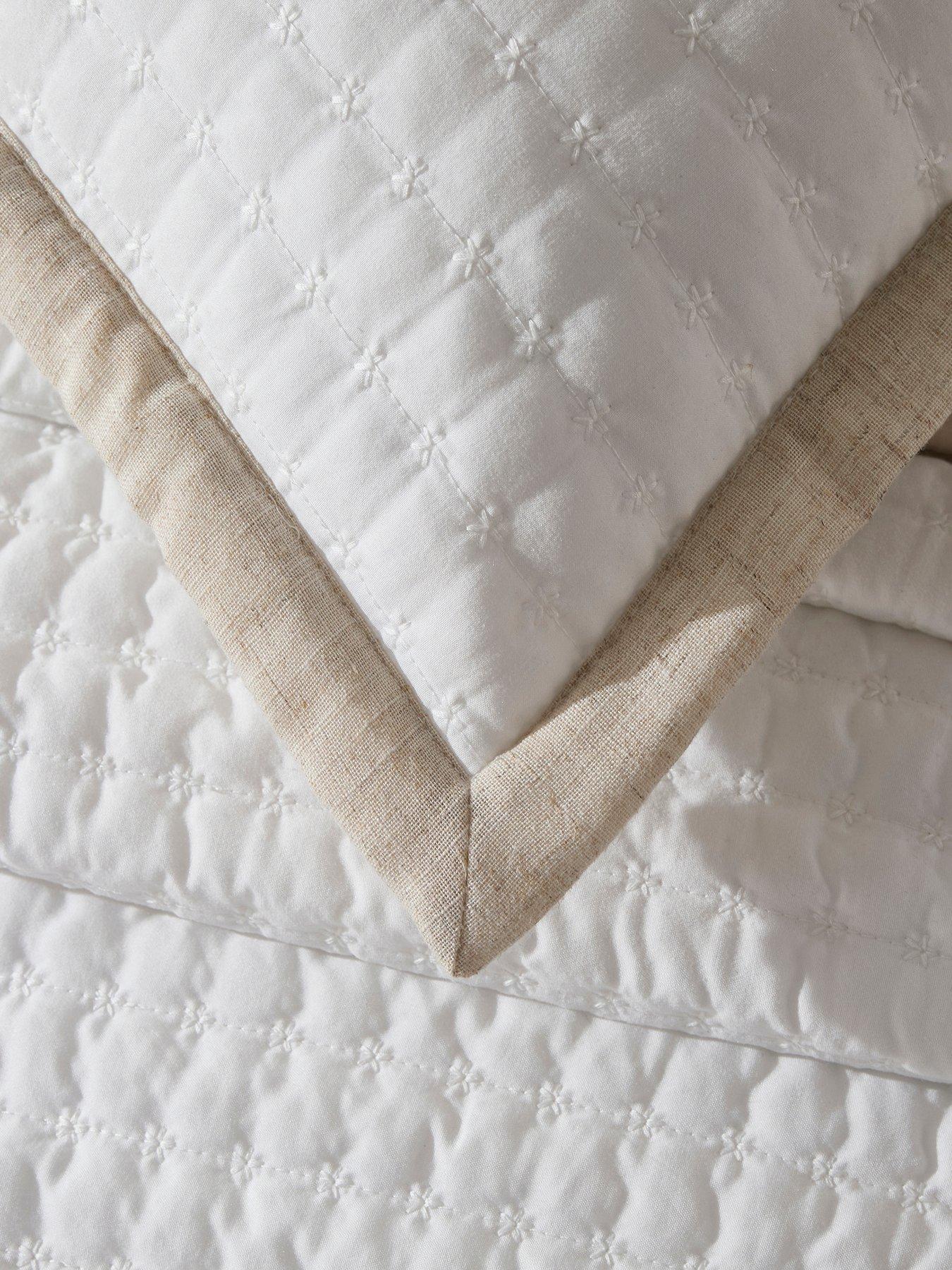 Image 3 of 3 of Dusk Portobello Embroidered Linen Edge Cushion Cover - White/natural