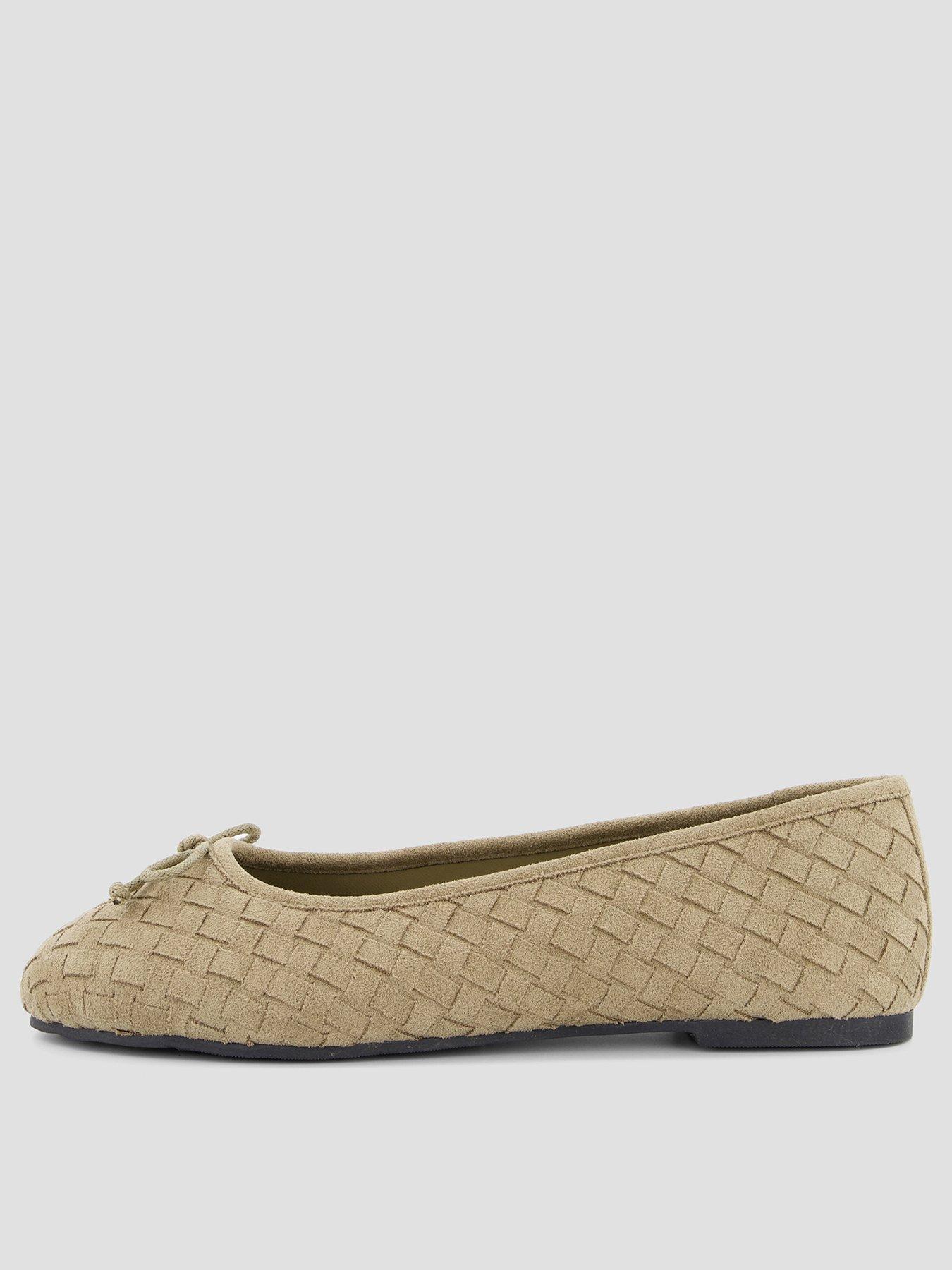 Image 1 of 7 of The Very Collection Extra Wide Fit Woven Ballerina Flats - Olive