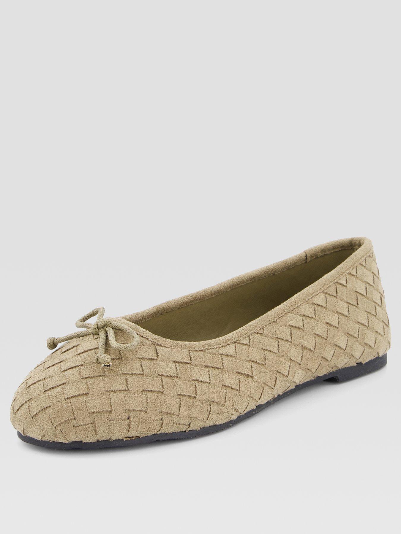 Image 2 of 7 of The Very Collection Extra Wide Fit Woven Ballerina Flats - Olive
