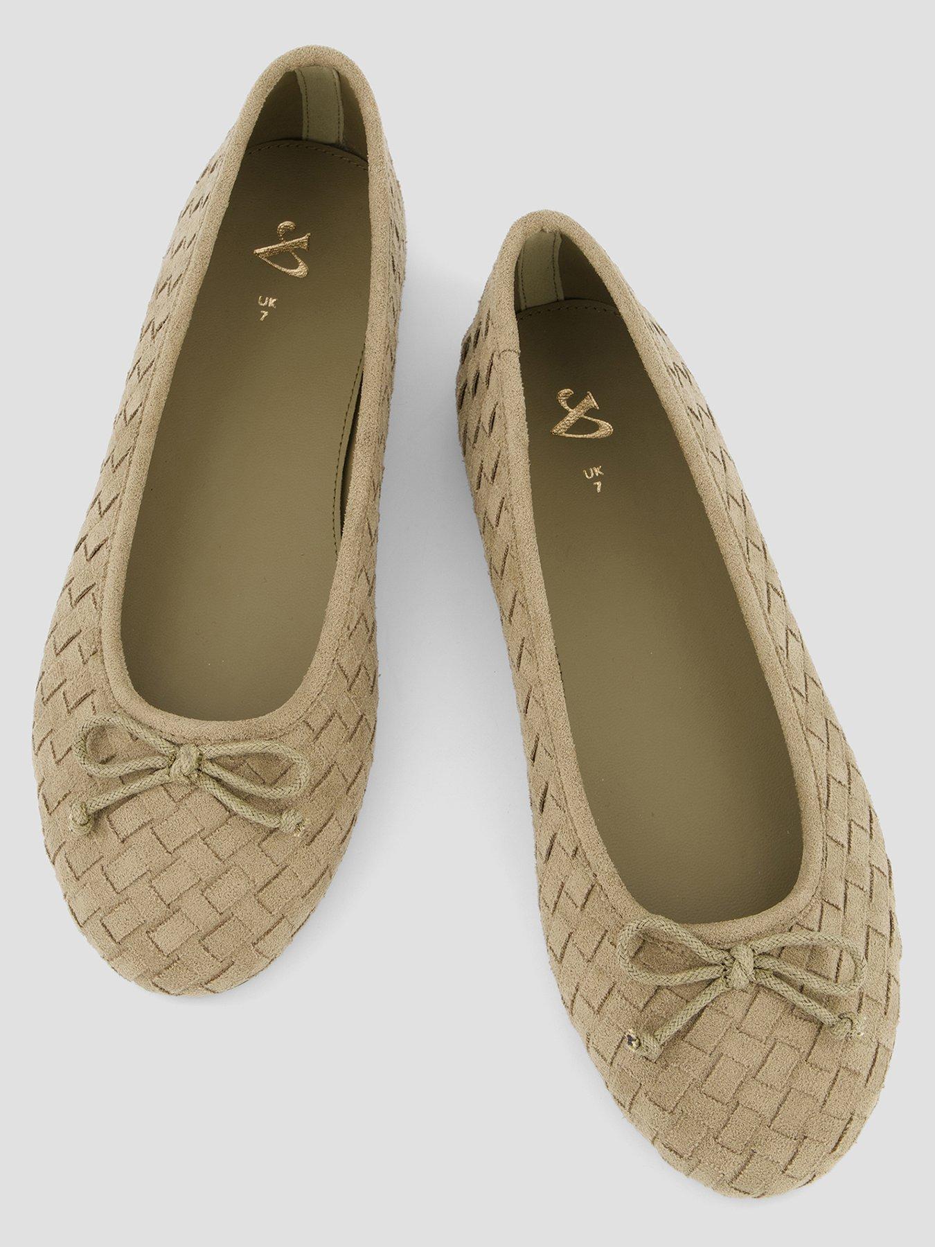 Image 3 of 7 of The Very Collection Extra Wide Fit Woven Ballerina Flats - Olive