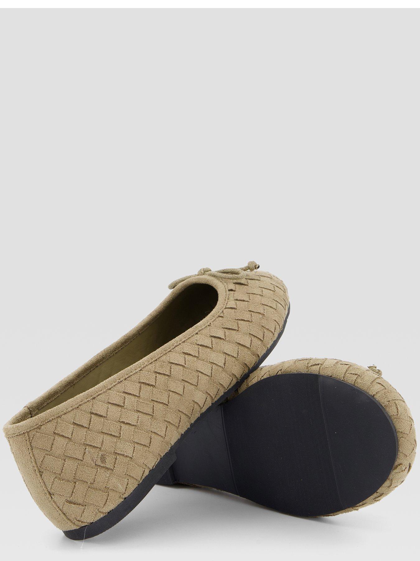 Image 4 of 7 of The Very Collection Extra Wide Fit Woven Ballerina Flats - Olive