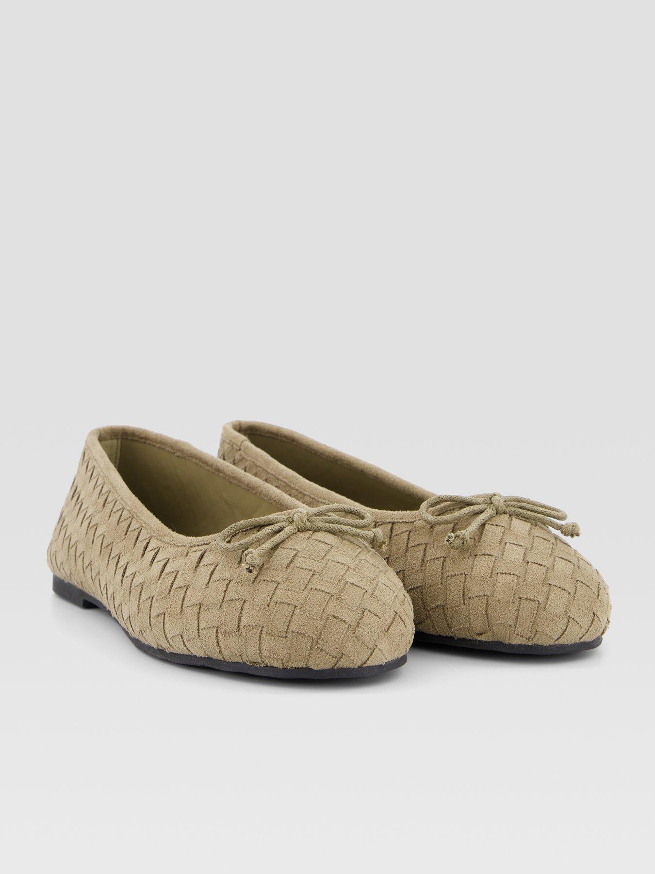 Image 6 of 7 of The Very Collection Extra Wide Fit Woven Ballerina Flats - Olive