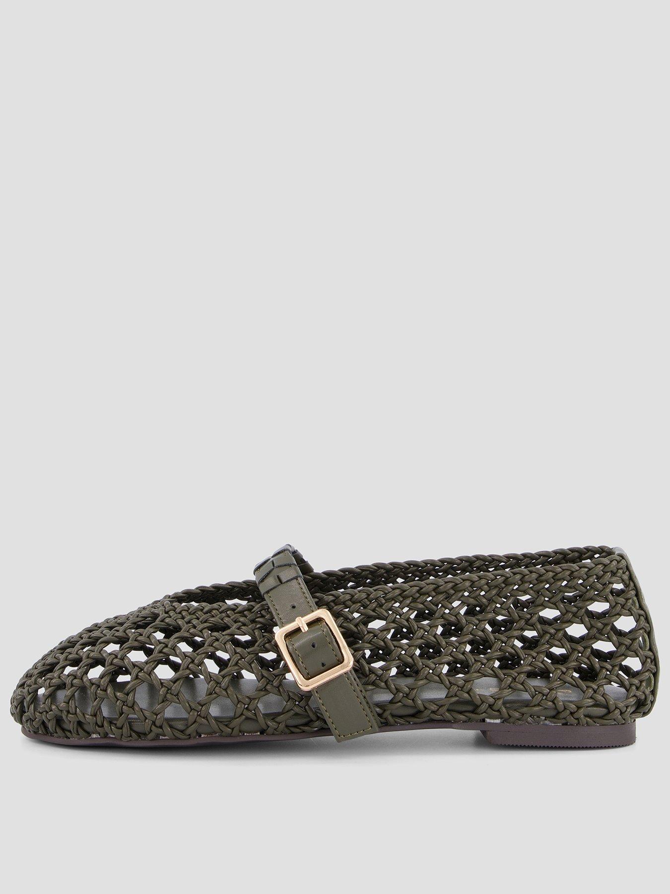 Image 1 of 7 of The Very Collection Extra Wide Fit Woven Ballerina Flats - Khaki