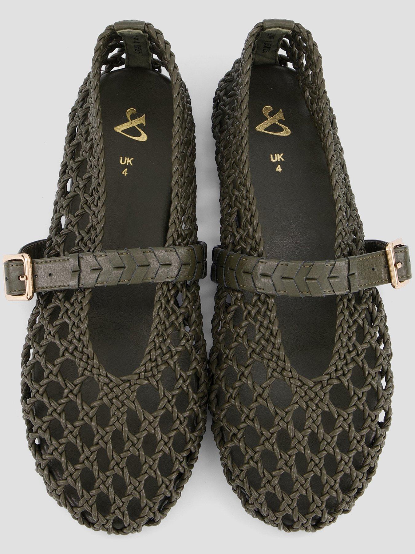 Image 3 of 7 of The Very Collection Extra Wide Fit Woven Ballerina Flats - Khaki
