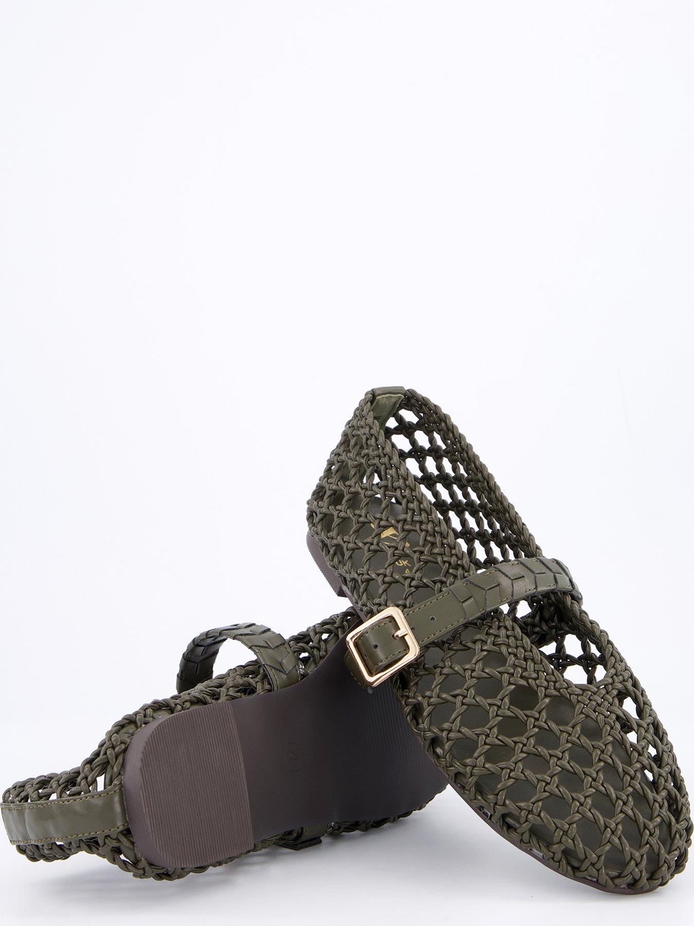 Image 4 of 7 of The Very Collection Extra Wide Fit Woven Ballerina Flats - Khaki