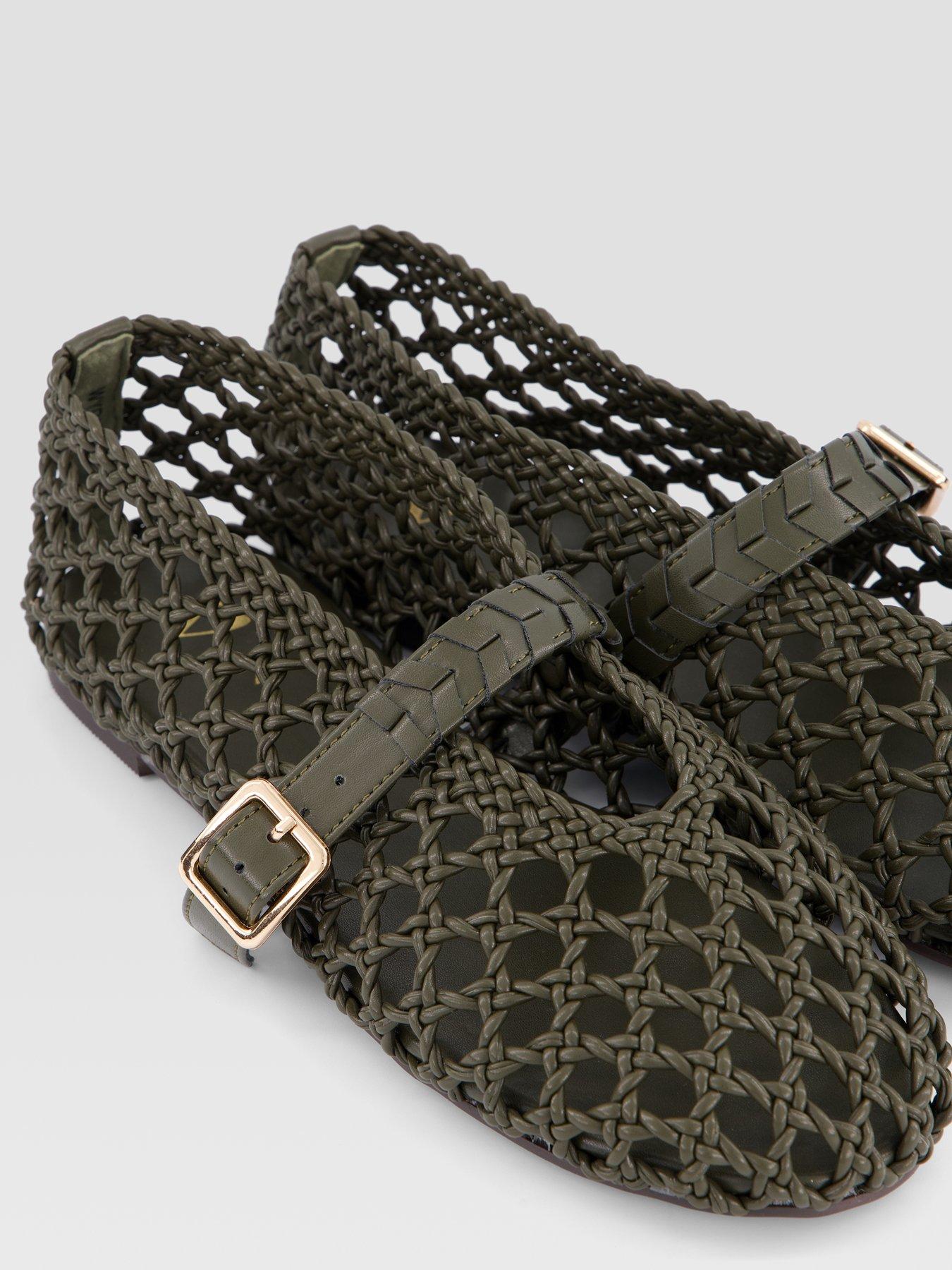 Image 5 of 7 of The Very Collection Extra Wide Fit Woven Ballerina Flats - Khaki