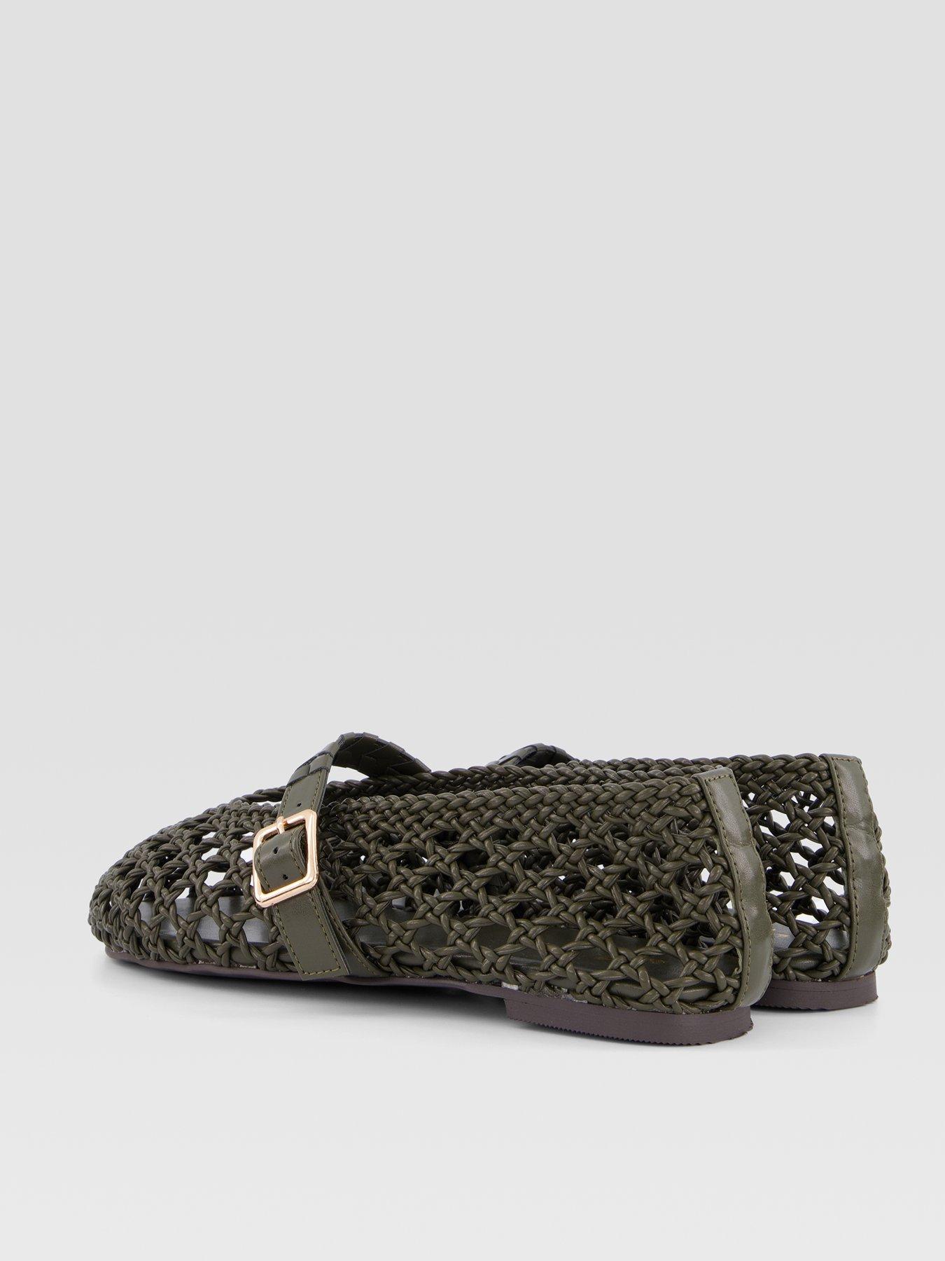 Image 6 of 7 of The Very Collection Extra Wide Fit Woven Ballerina Flats - Khaki