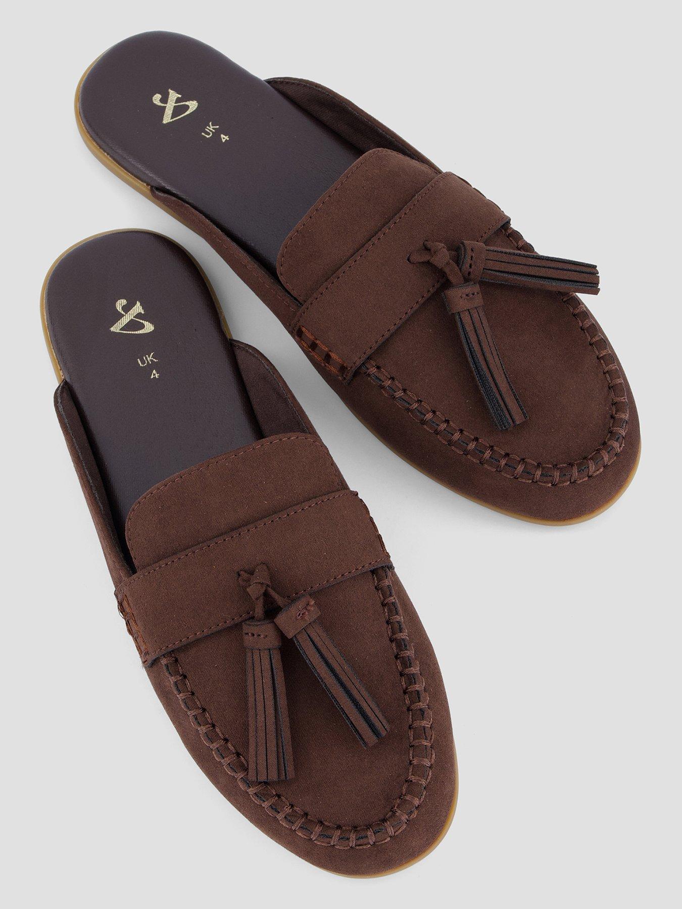 Image 3 of 7 of The Very Collection Womens Tassel Slip-On Mule Loafer - Chocolate