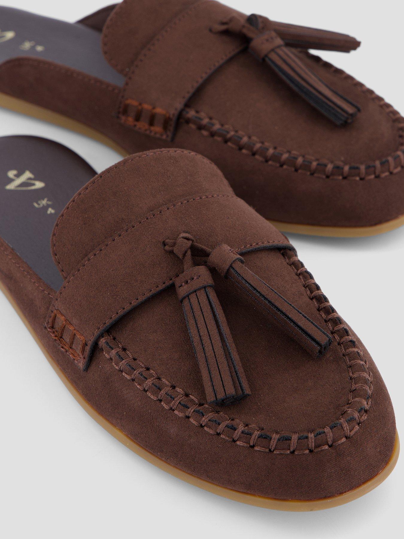 Image 5 of 7 of The Very Collection Womens Tassel Slip-On Mule Loafer - Chocolate